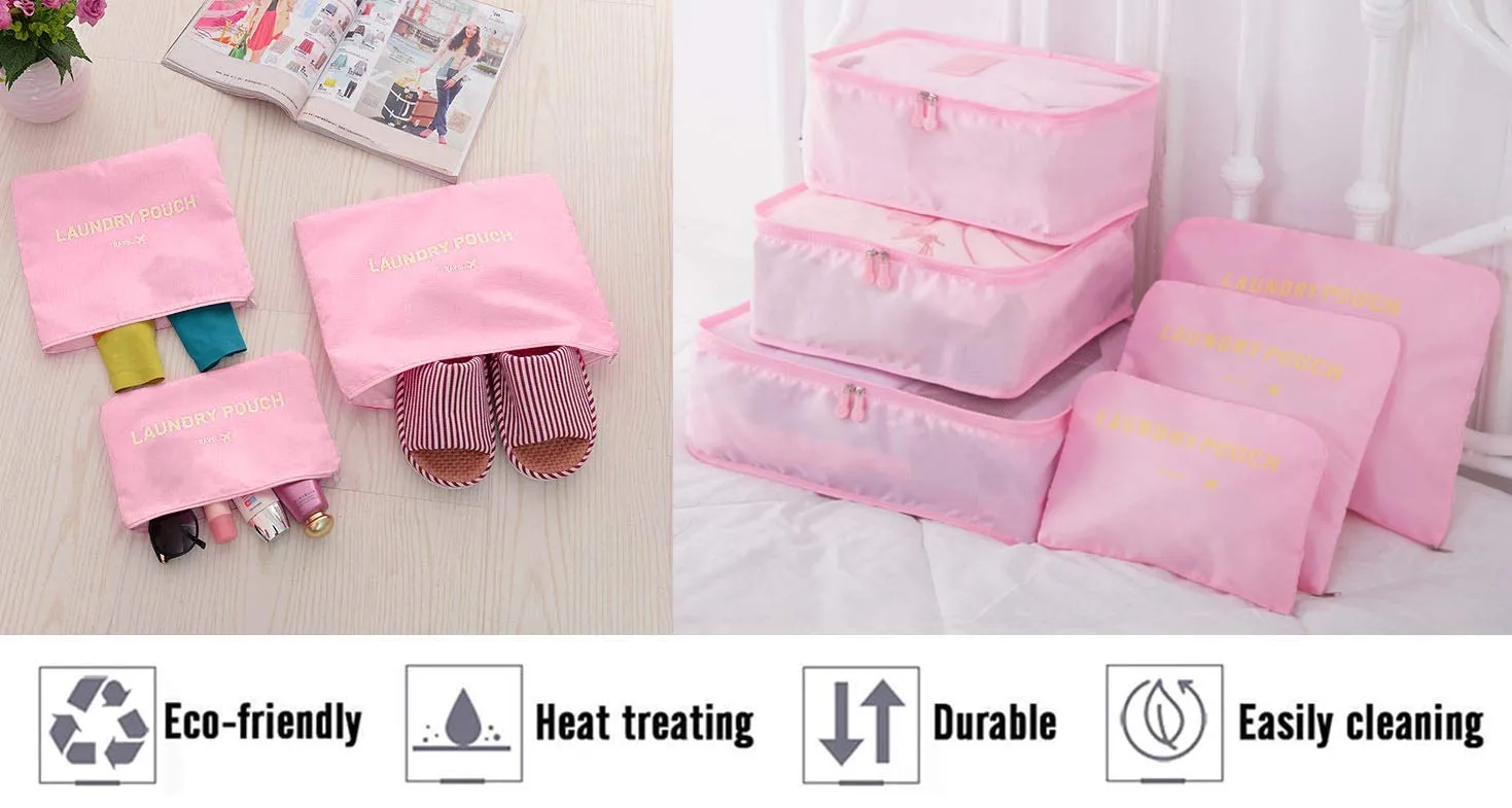 Vicloon Organizer Valigie Viaggio Set 6 Pezzi, Borse di Stoccaggio Impermeabili per Vestiti, Scarpe e Cosmetici - immagine 4