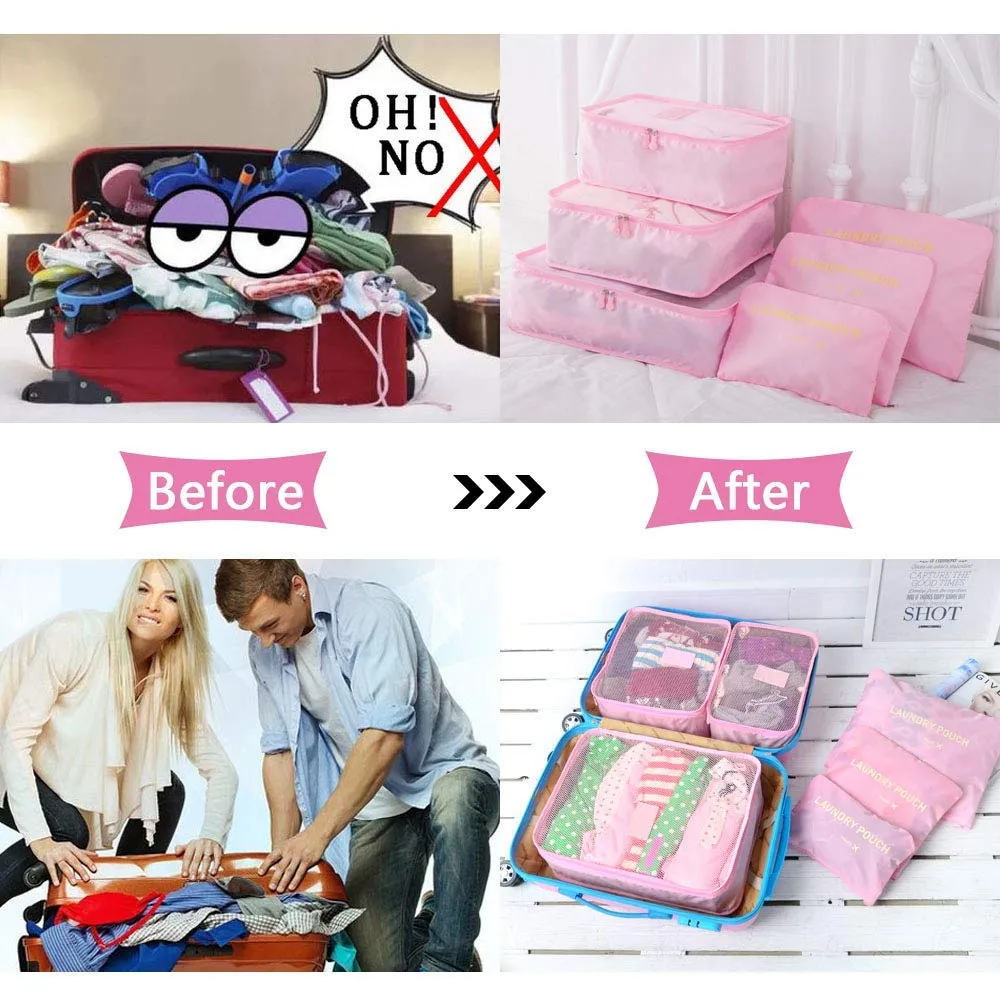 Vicloon Organizer Valigie Viaggio Set 6 Pezzi, Borse di Stoccaggio Impermeabili per Vestiti, Scarpe e Cosmetici - immagine 5