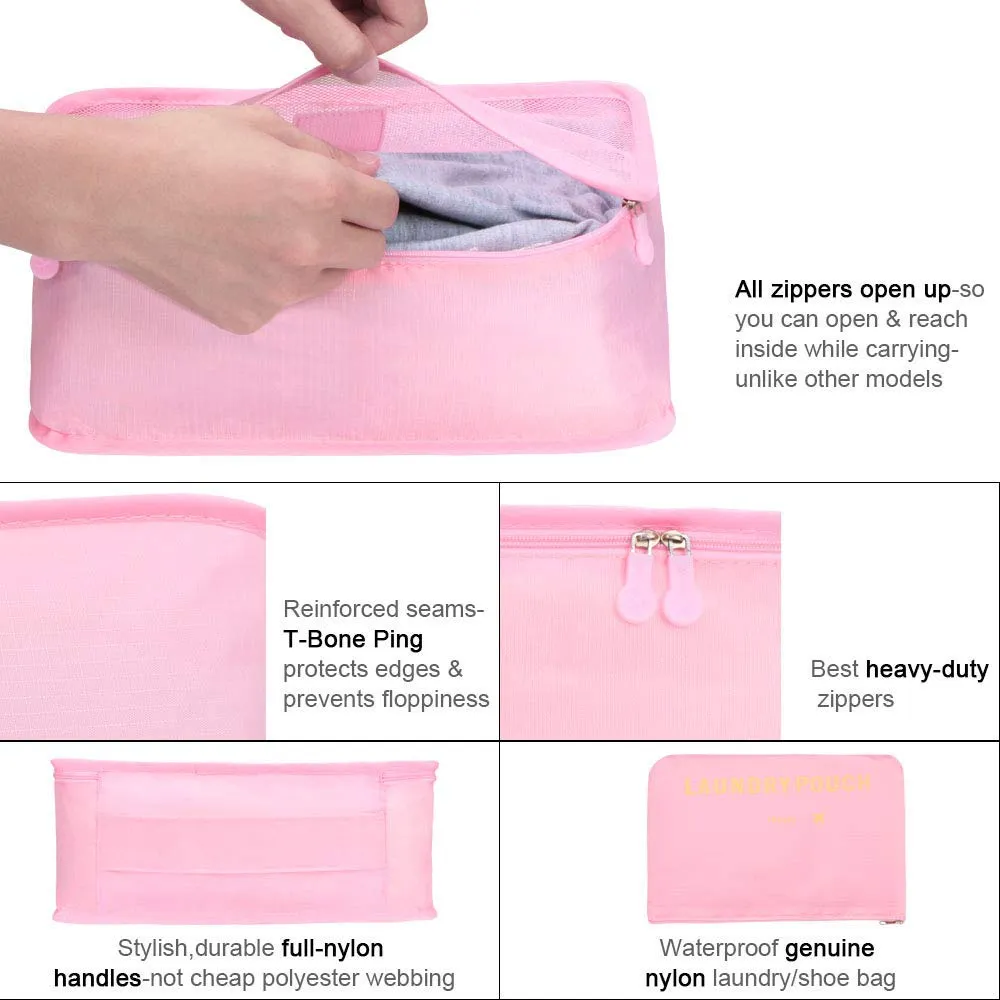 Vicloon Organizer Valigie Viaggio Set 6 Pezzi, Borse di Stoccaggio Impermeabili per Vestiti, Scarpe e Cosmetici - immagine 6