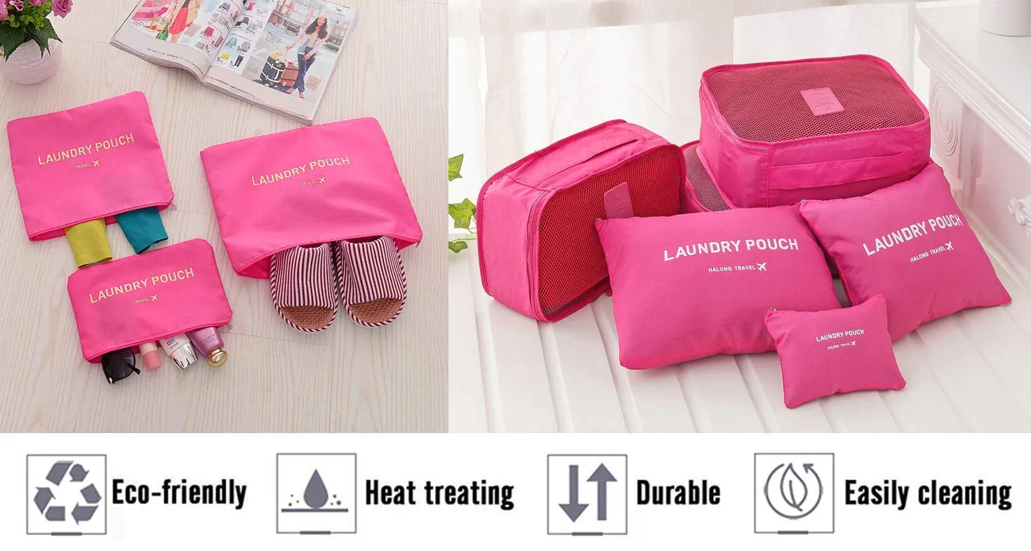 Vicloon Organizer Valigie Viaggio Set 6 Pezzi, Borse di Stoccaggio Impermeabili per Vestiti, Scarpe e Cosmetici - immagine 4