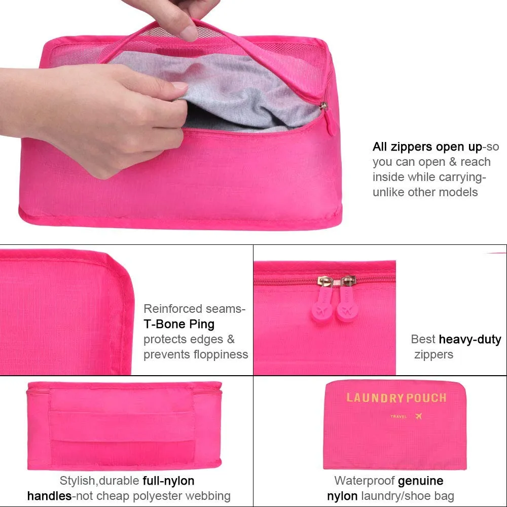 Vicloon Organizer Valigie Viaggio Set 6 Pezzi, Borse di Stoccaggio Impermeabili per Vestiti, Scarpe e Cosmetici - immagine 6