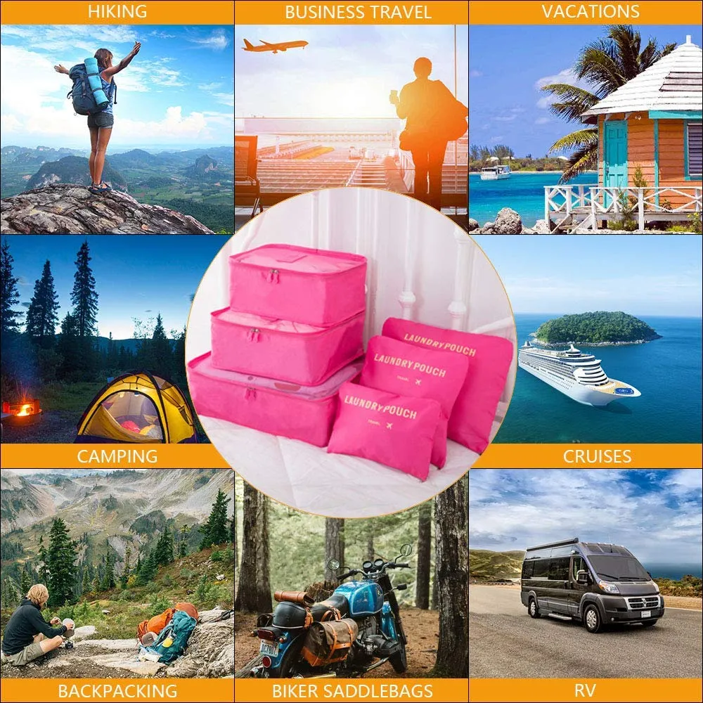Vicloon Organizer Valigie Viaggio Set 6 Pezzi, Borse di Stoccaggio Impermeabili per Vestiti, Scarpe e Cosmetici - immagine 7