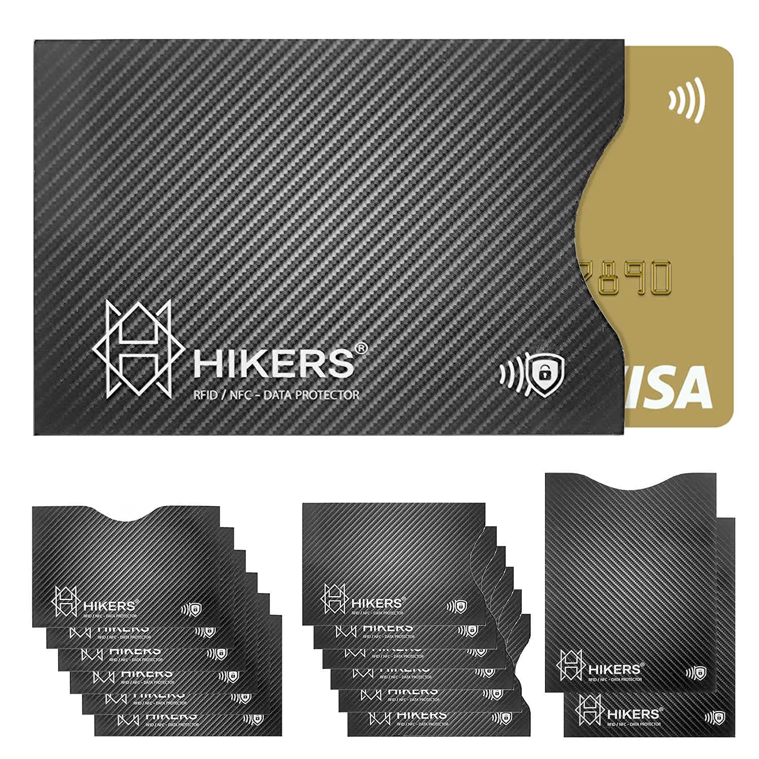 HIKERS Carta di blocco RFID/NFC per carte di credito, bancomat e passaporto, Pack 12 - immagine 2