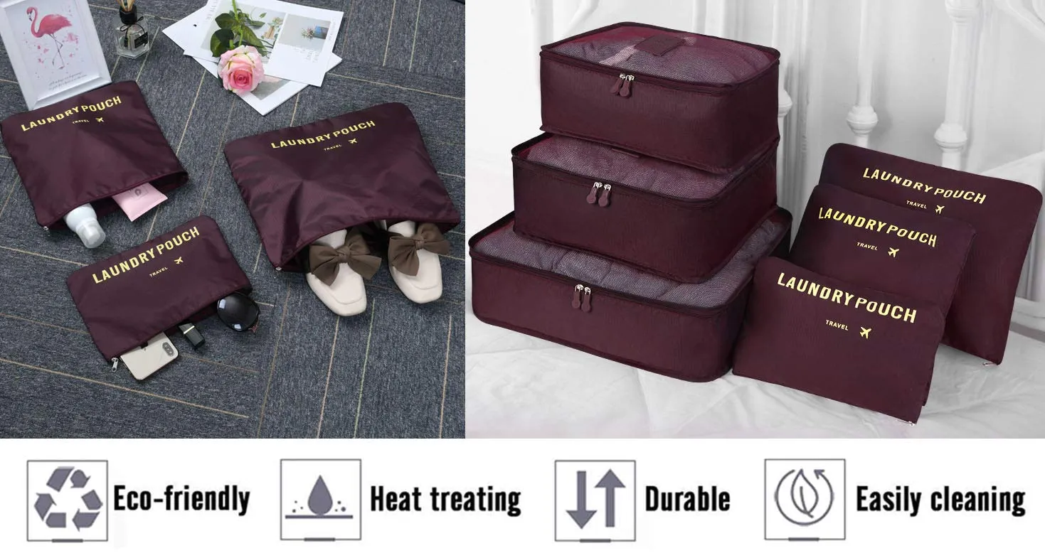 Vicloon Organizer Valigie Viaggio Set 6 Pezzi, Borse di Stoccaggio Waterproof per Vestiti, Scarpe e Cosmetici - immagine 4