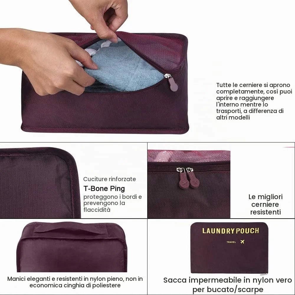 Vicloon Organizer Valigie Viaggio Set 6 Pezzi, Borse di Stoccaggio Waterproof per Vestiti, Scarpe e Cosmetici - immagine 6