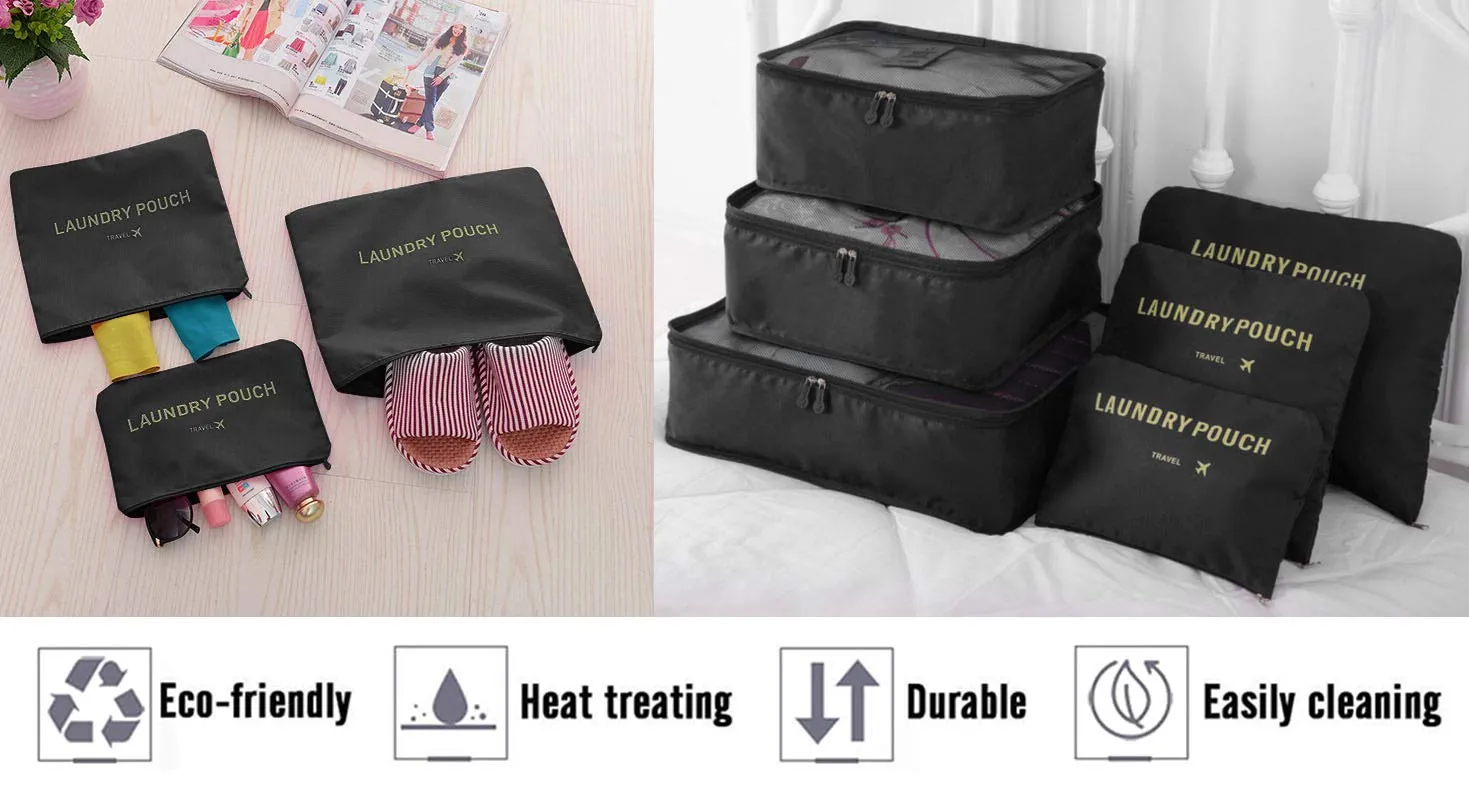 Vicloon Set Organizer da Viaggio 6 Pezzi, Borse di Stoccaggio Impermeabili per Vestiti, Scarpe e Cosmetici - immagine 4