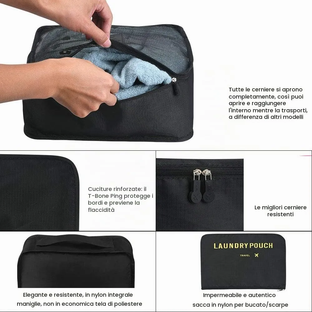 Vicloon Set Organizer da Viaggio 6 Pezzi, Borse di Stoccaggio Impermeabili per Vestiti, Scarpe e Cosmetici - immagine 6