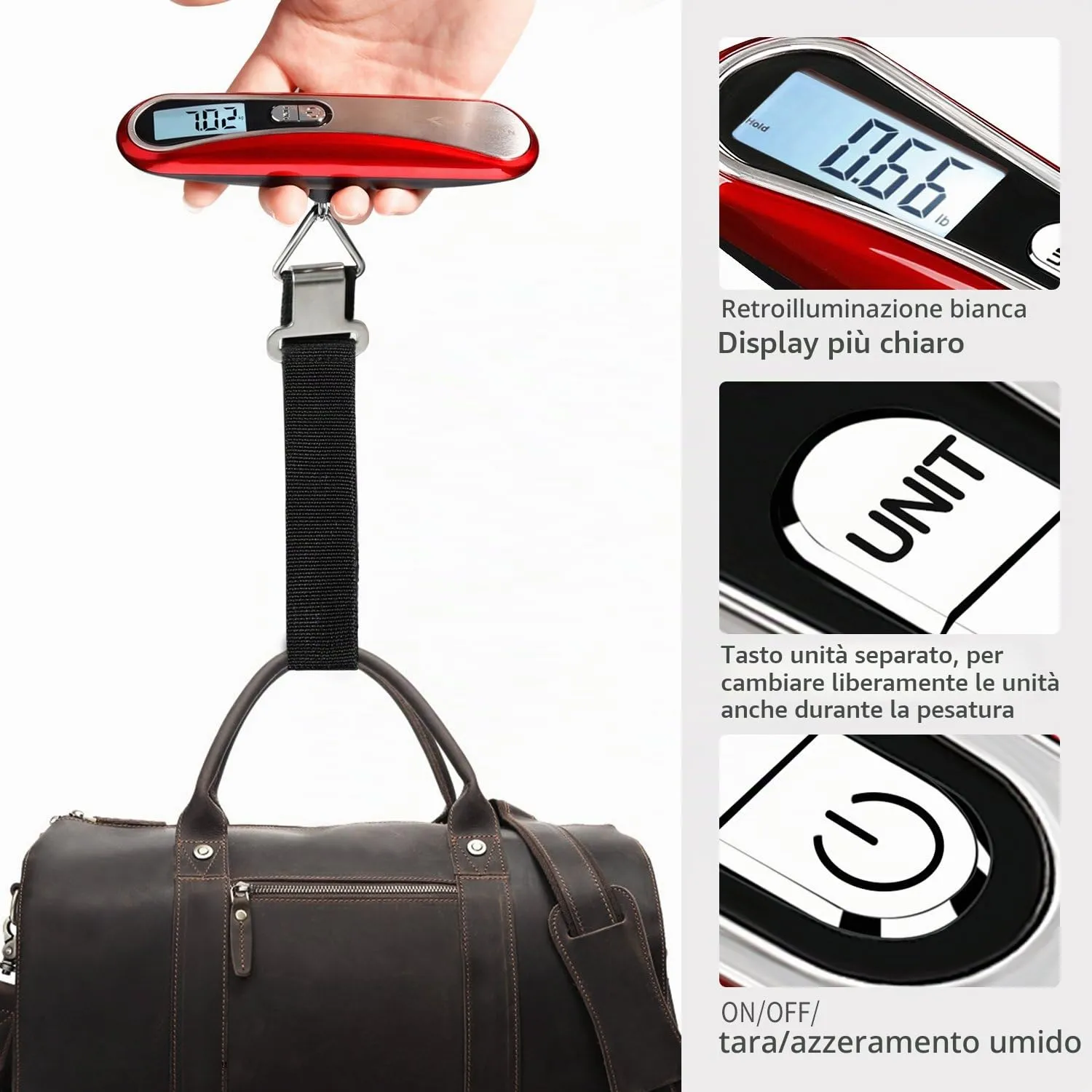 MYCARBON Bilancia per Valigie 50kg con LCD Display e Funzione Tara - immagine 3