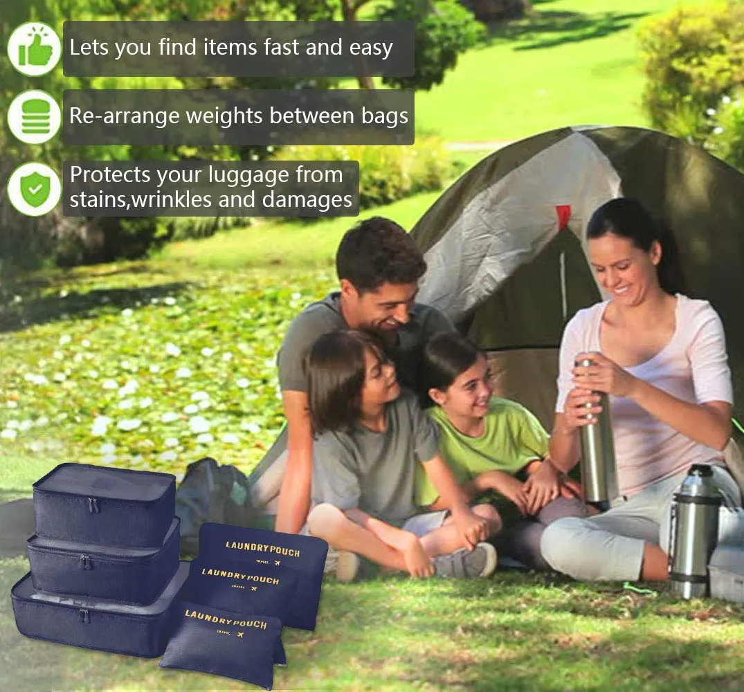 Vicloon Organizer Valigie Viaggio Set 8 Pezzi, Cubi di Imballaggio Impermeabili per Vestiti, Scarpe e Cosmetici, Blu Scuro - immagine 8