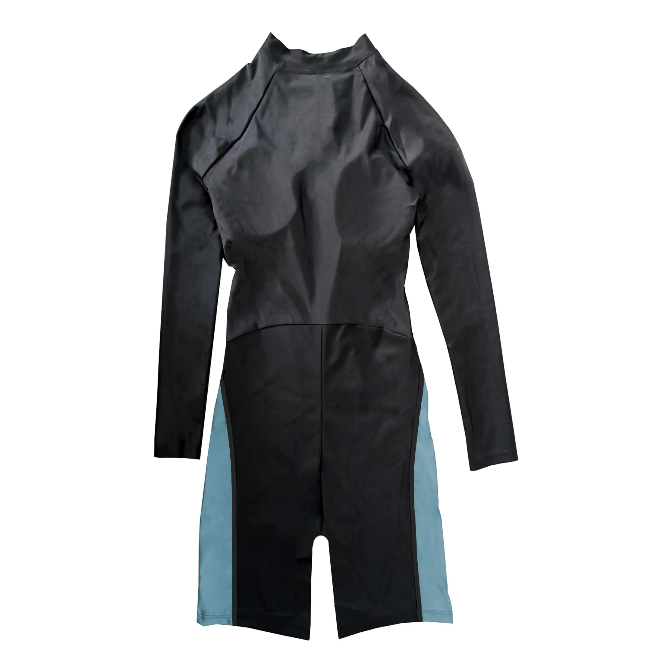 BEACHKINI Costume Intero Donna Colorblock a Maniche Lunghe con Mezza Zip, Taglio al Ginocchio, Blu, L - immagine 6