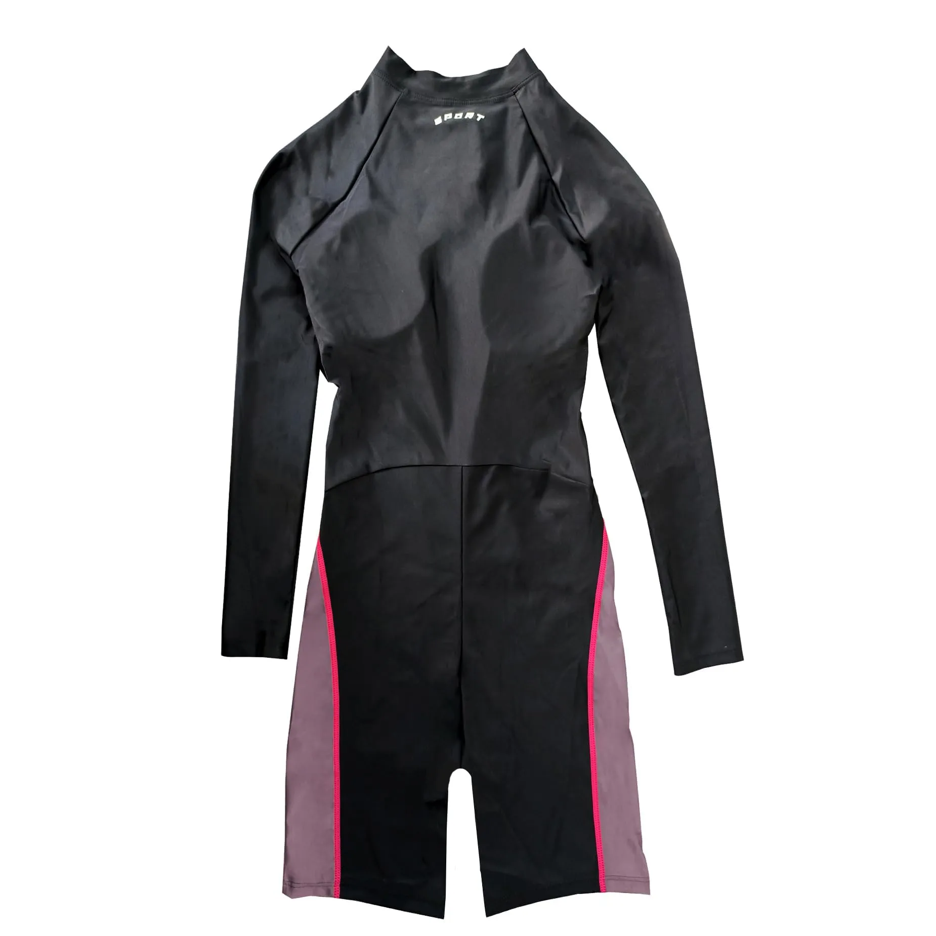 BEACHKINI Costume Intero Donna Maniche Lunghe con Zip, Nero Rosa, 3XL - immagine 6