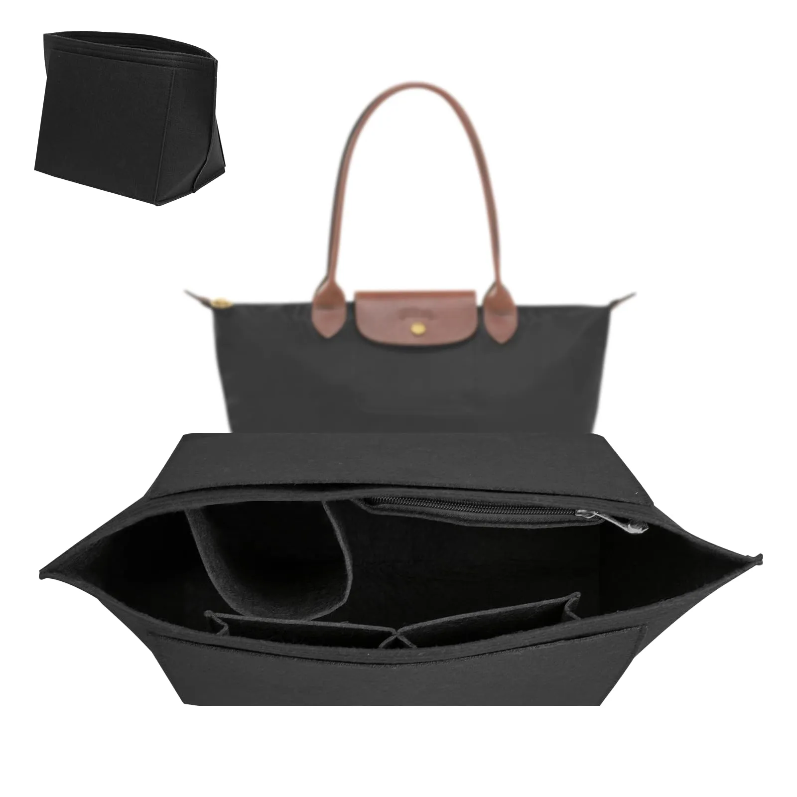 ZORVENIX Organizer per borse Longchamp, Nero, L - immagine 1