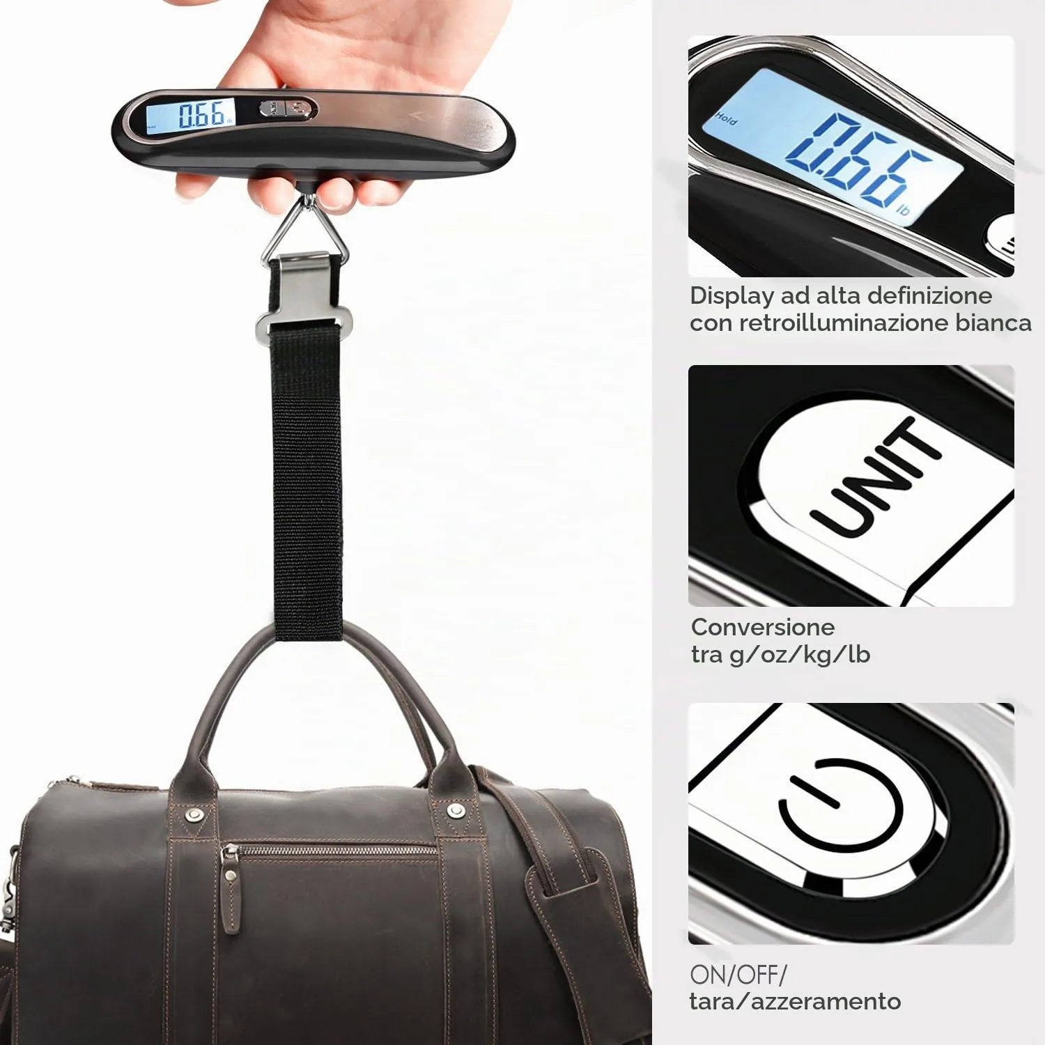 MYCARBON Bilancia per Valigie 50kg con Display LCD e Funzione Tara - immagine 3