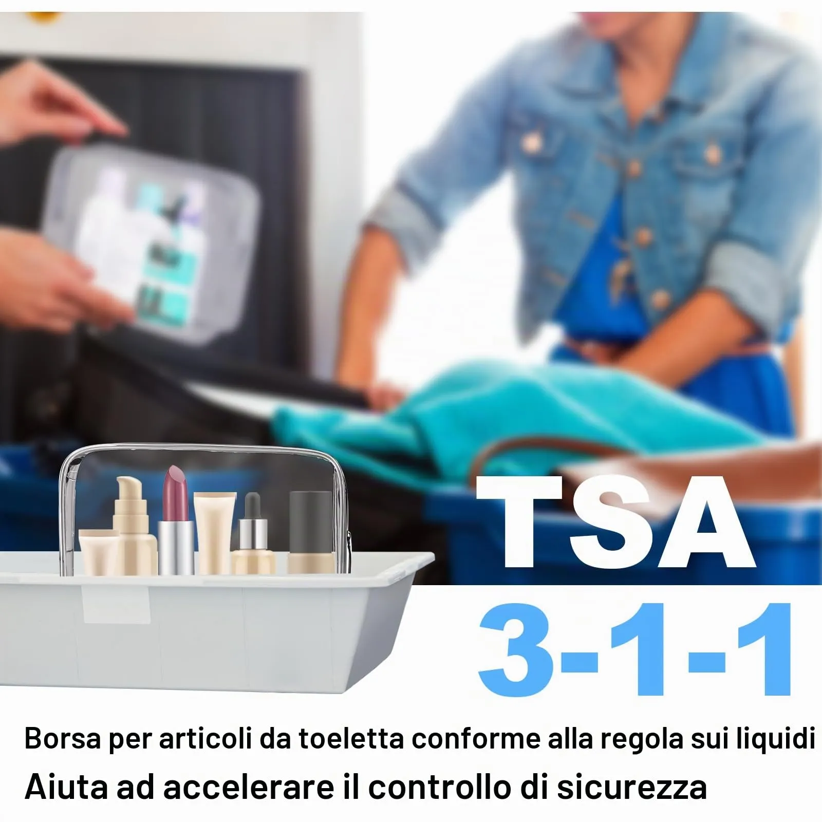OSDUE Borse da Valigia Trasparenti Impermeabili per Cosmetici e Liquidi con Zip, 2 Pezzi (L+S) - immagine 4
