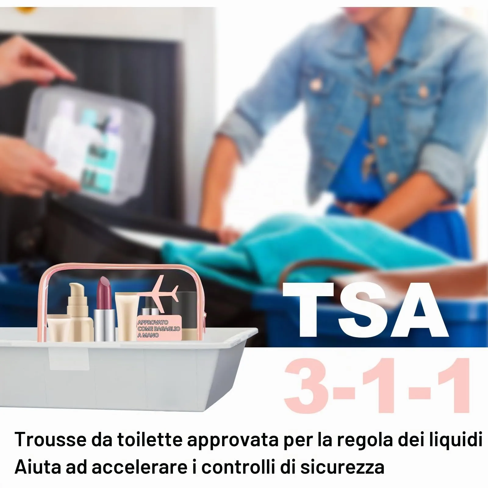 OSDUE Borse da Valigia Trasparenti Impermeabili con Zip per Cosmetici e Liquidi, 2 Pezzi, Rosa - immagine 4