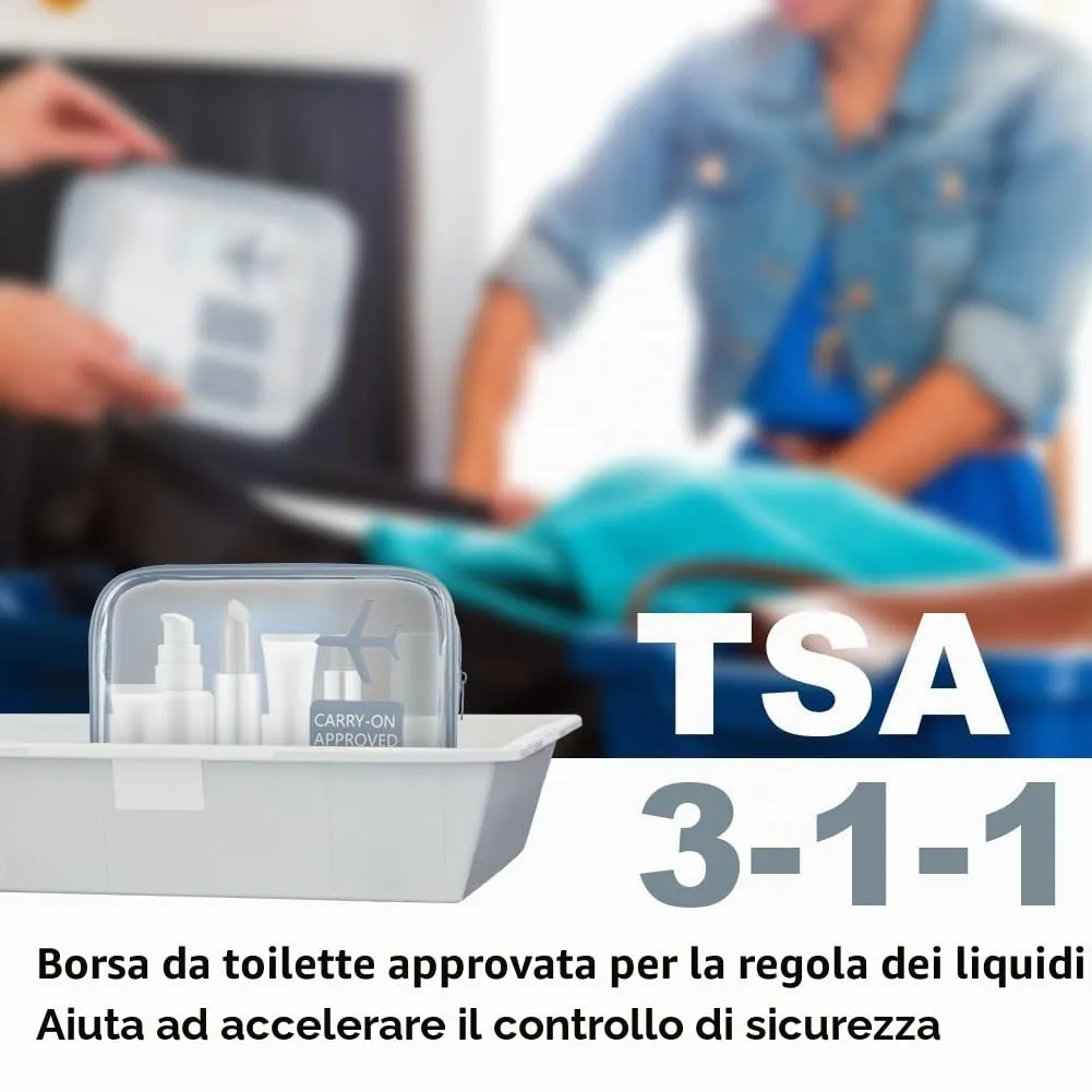 OSDUE Borse da Valigia Trasparenti Impermeabili per Cosmetici e Liquidi con Zip, 2 Pezzi, Grigio - immagine 4