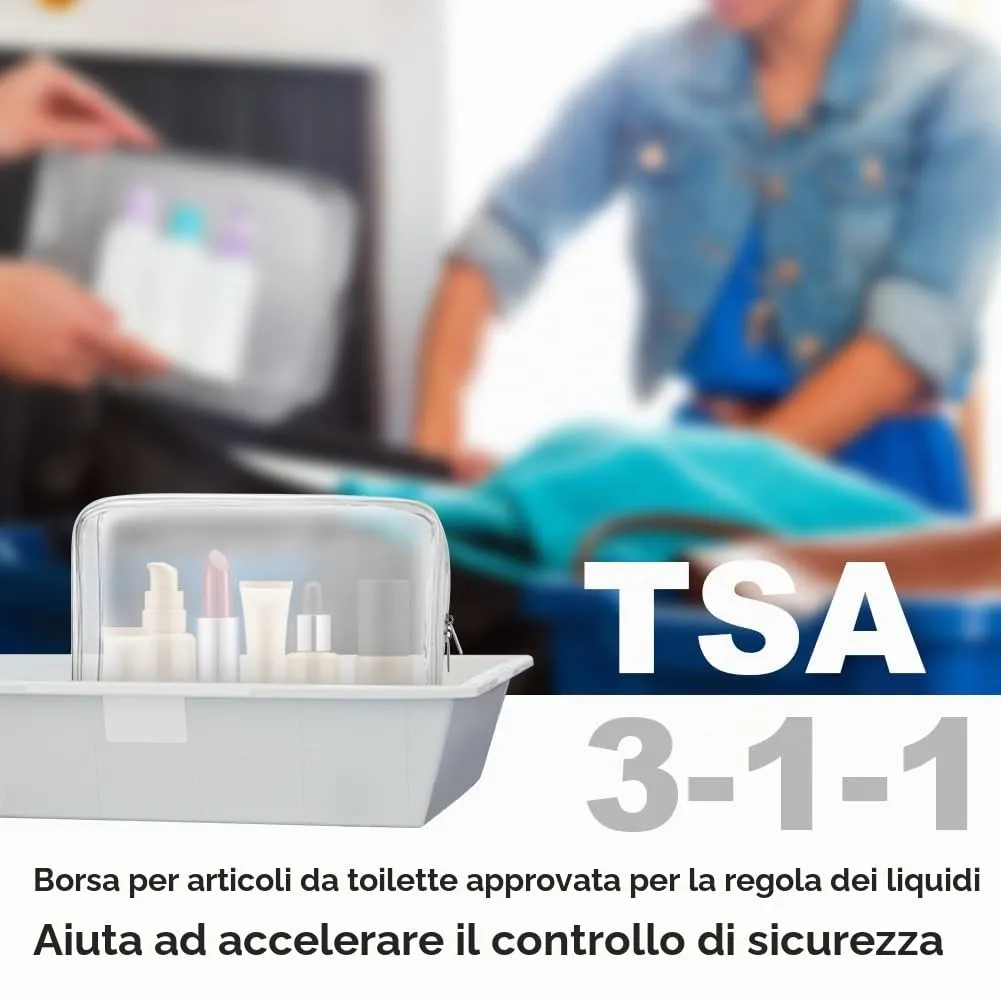 OSDUE Borse da Valigia Trasparenti Impermeabili per Cosmetici e Liquidi con Zip, 2 Pezzi (L+S) - immagine 4