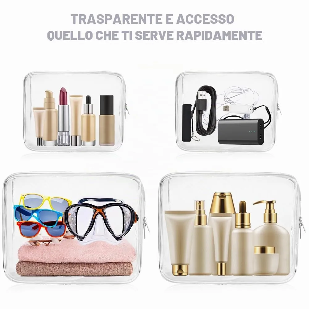 OSDUE Borse da Valigia Trasparenti Impermeabili per Cosmetici e Liquidi con Zip, 2 Pezzi (L+S) - immagine 5