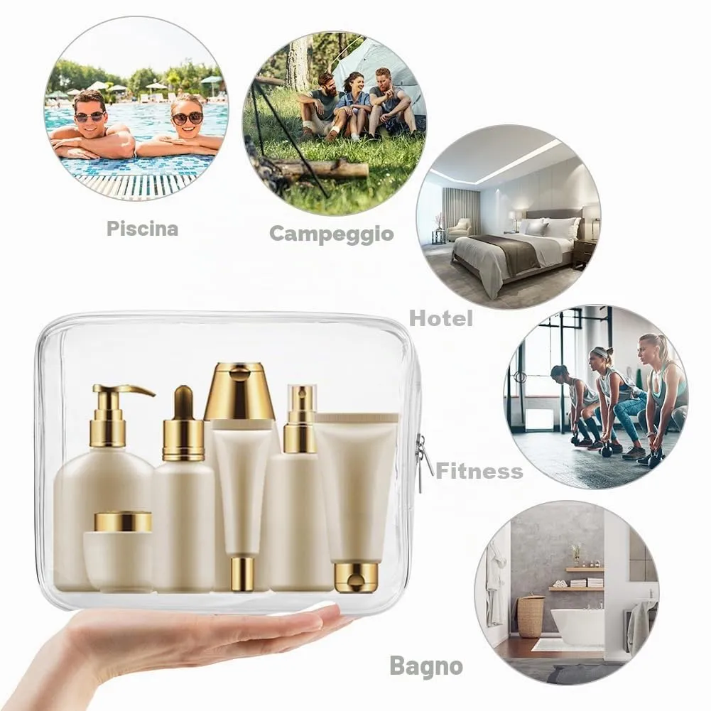 OSDUE Borse da Valigia Trasparenti Impermeabili per Cosmetici e Liquidi con Zip, 2 Pezzi (L+S) - immagine 7