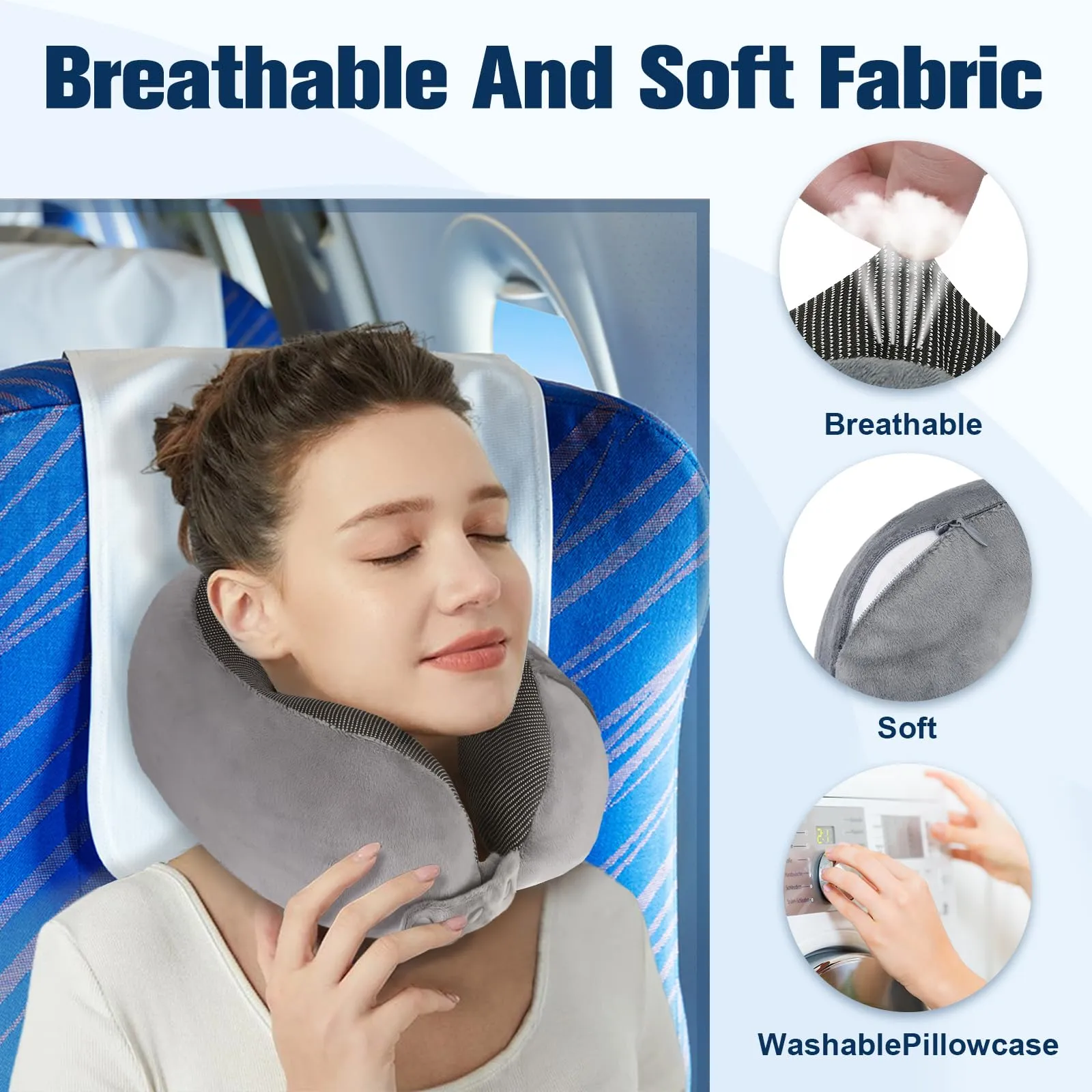 Cirorld Cuscino da Viaggio per Collo in Memory Foam Regolabile con Maschera per Dormire, Tappi Auricolari e Borsa per Trasporto - immagine 6