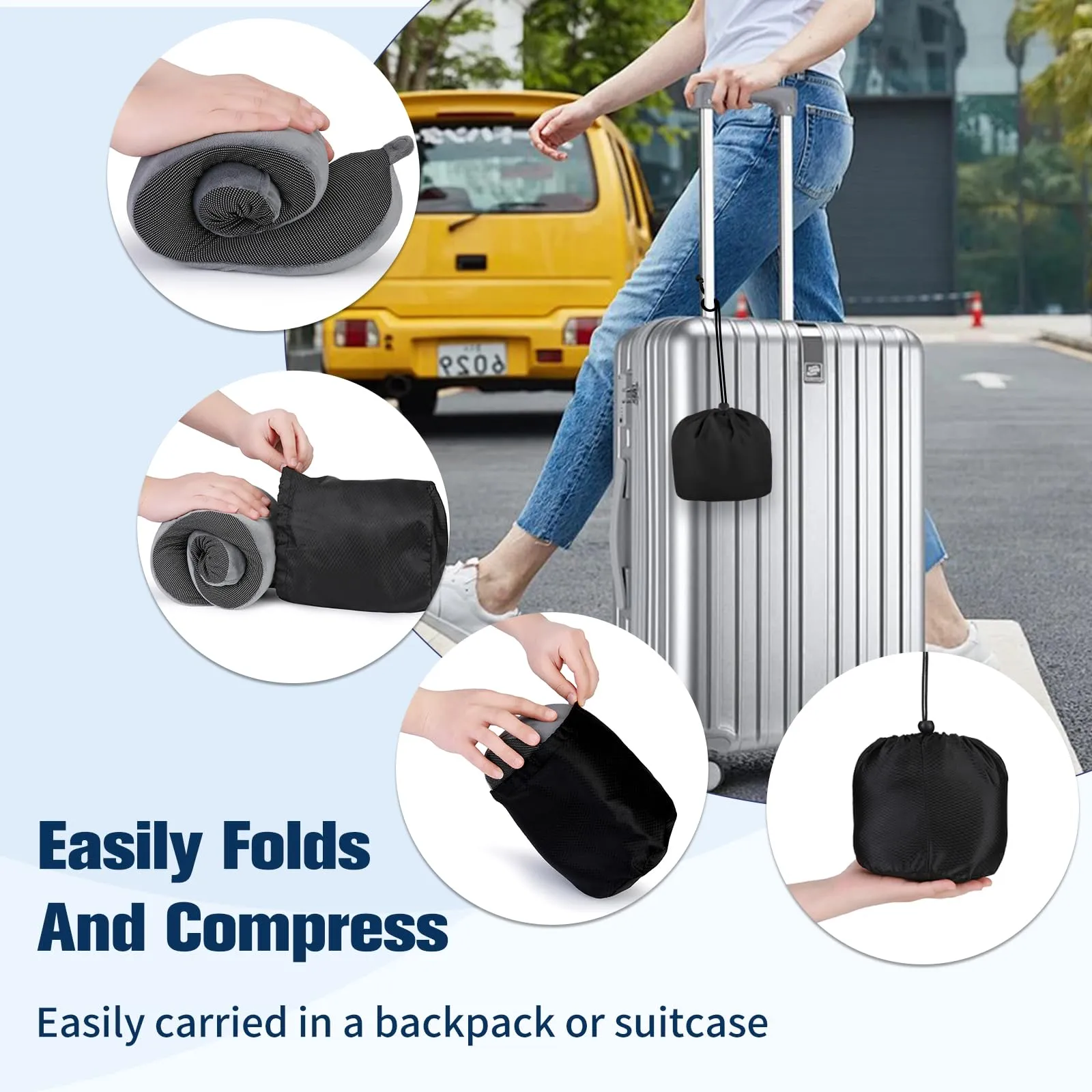 Cirorld Cuscino da Viaggio per Collo in Memory Foam Regolabile con Maschera per Dormire, Tappi Auricolari e Borsa per Trasporto - immagine 9