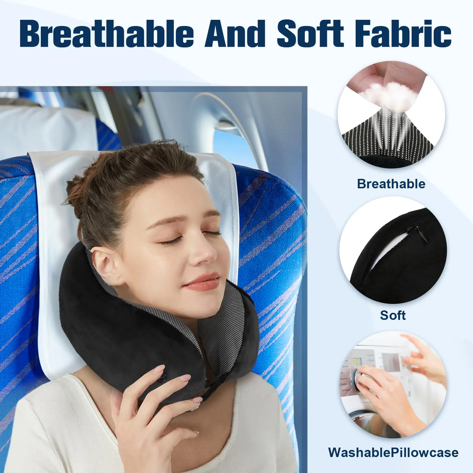Cirorld Cuscino da Viaggio per Collo in Memory Foam Regolabile con Maschera, Tappi Auricolari e Borsa per Trasporto - immagine 6