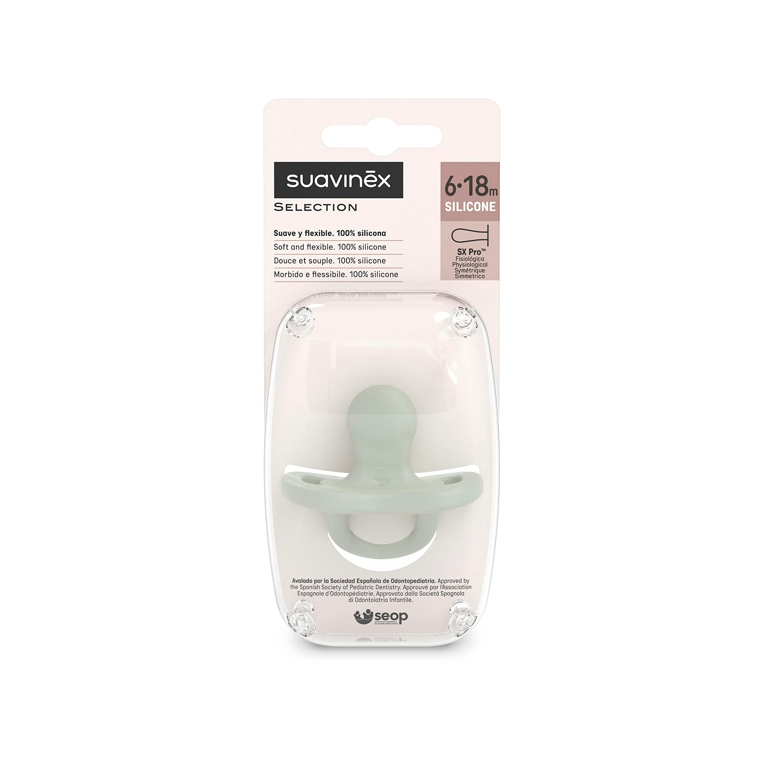 Suavinex Ciuccio Silicone SX Pro Simmetrica, 6/18 Mesi, Verde - immagine 2