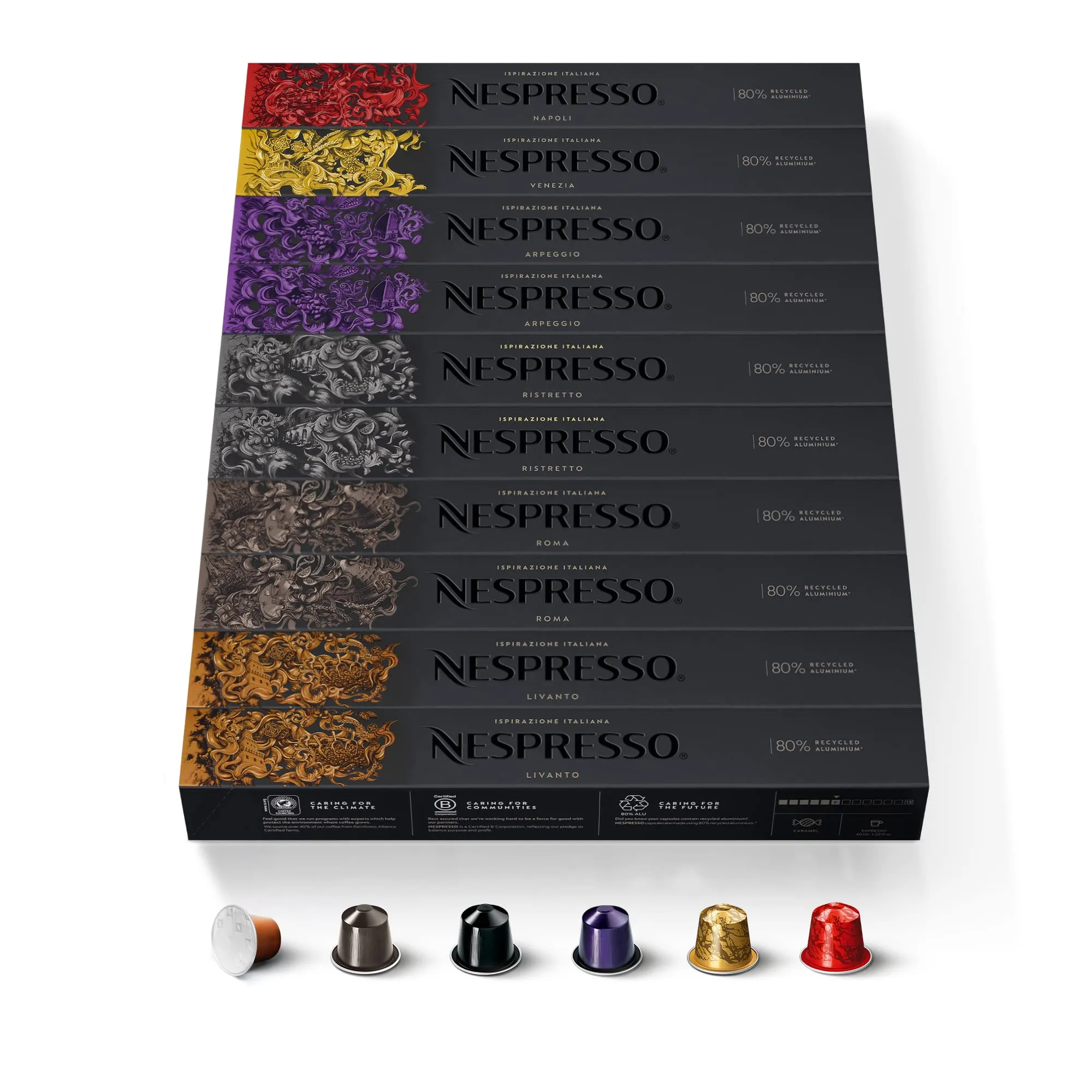 Nespresso Inissia EN80B Macchina Caffè De'Longhi con 100 Capsule Selezione Ispirazione Italiana Linea Original - immagine 3