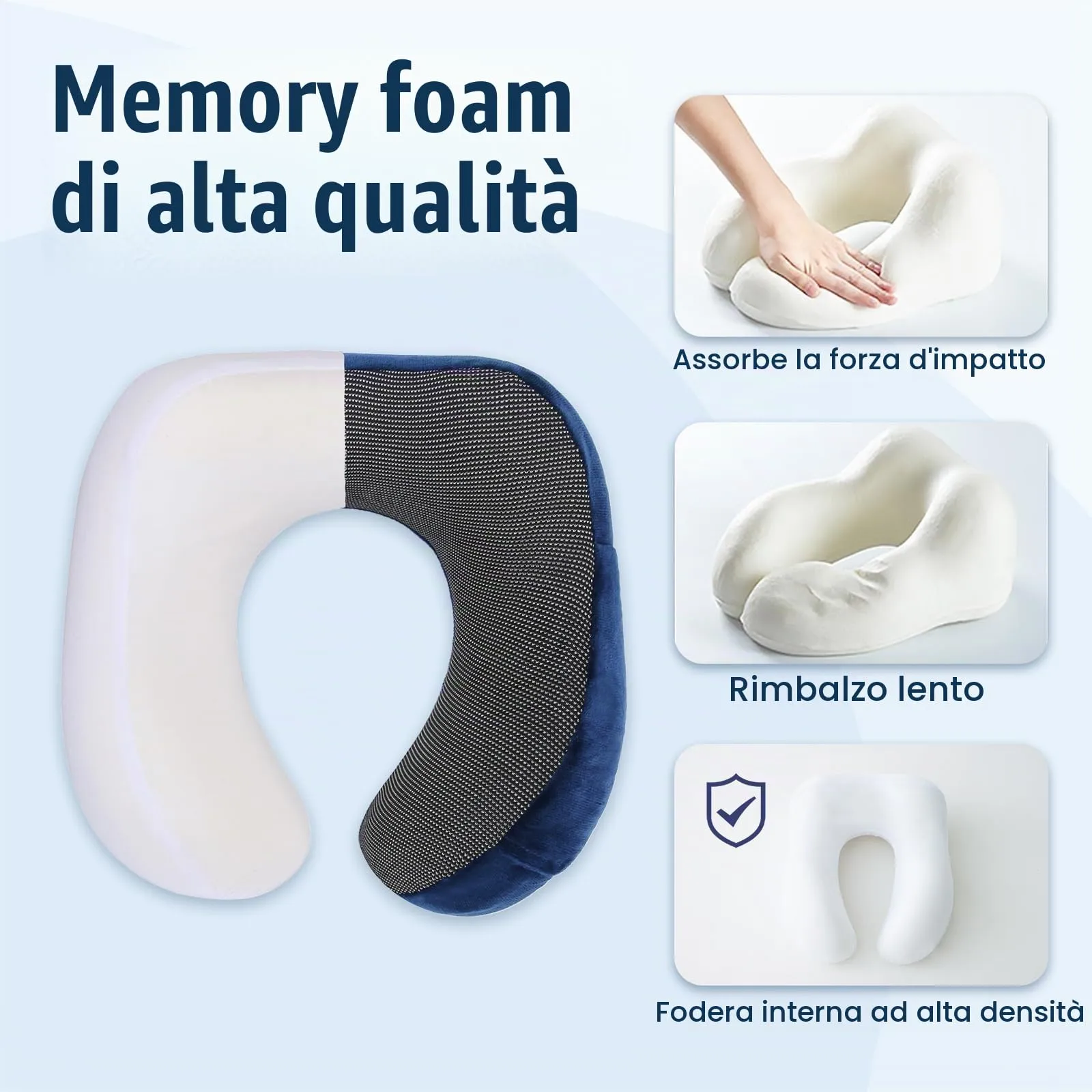 Cirorld Cuscino da Viaggio per Collo in Memory Foam Regolabile con Maschera per Dormire, Tappi Auricolari e Borsa per Trasporto - immagine 5