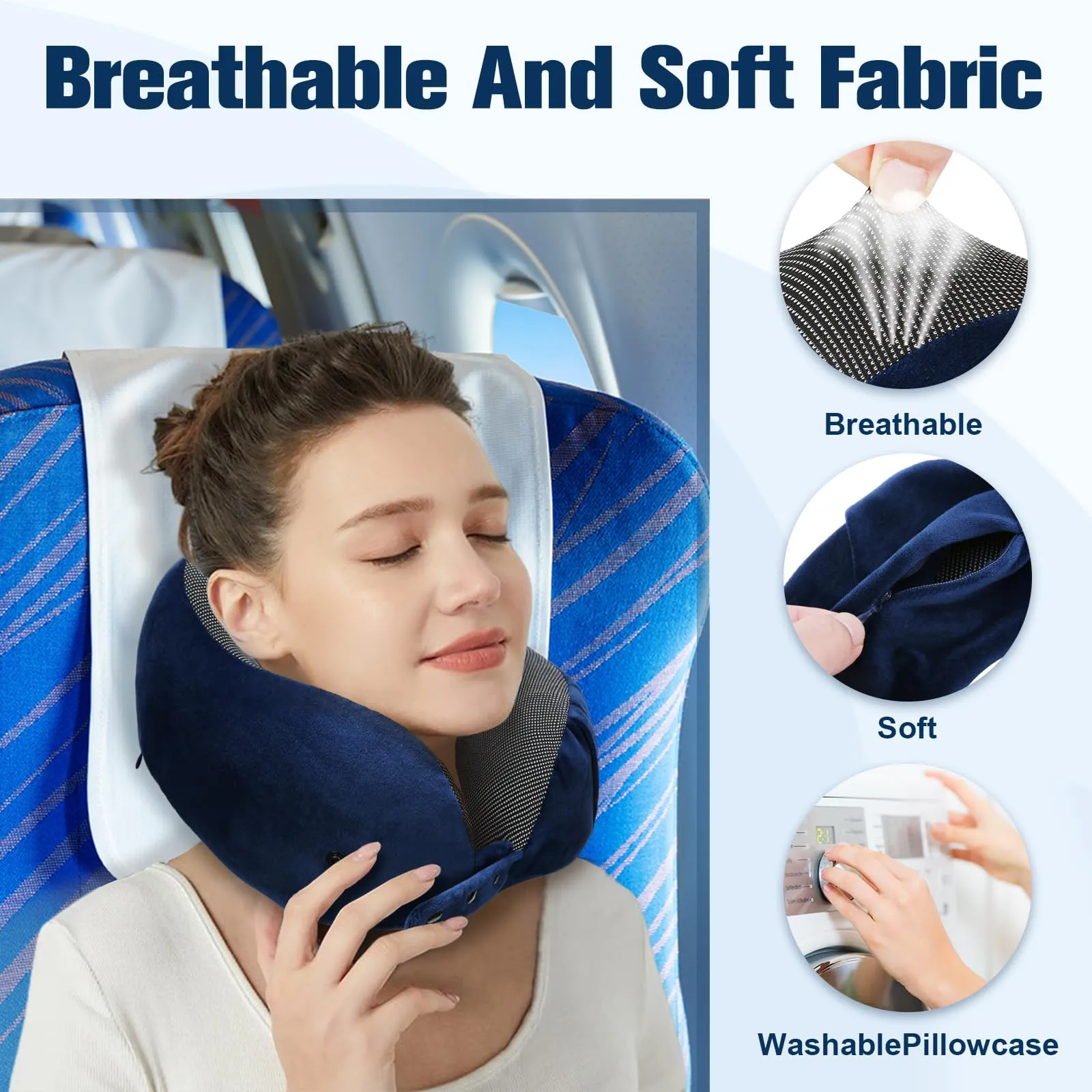 Cirorld Cuscino da Viaggio per Collo in Memory Foam Regolabile con Maschera per Dormire, Tappi Auricolari e Borsa per Trasporto - immagine 6