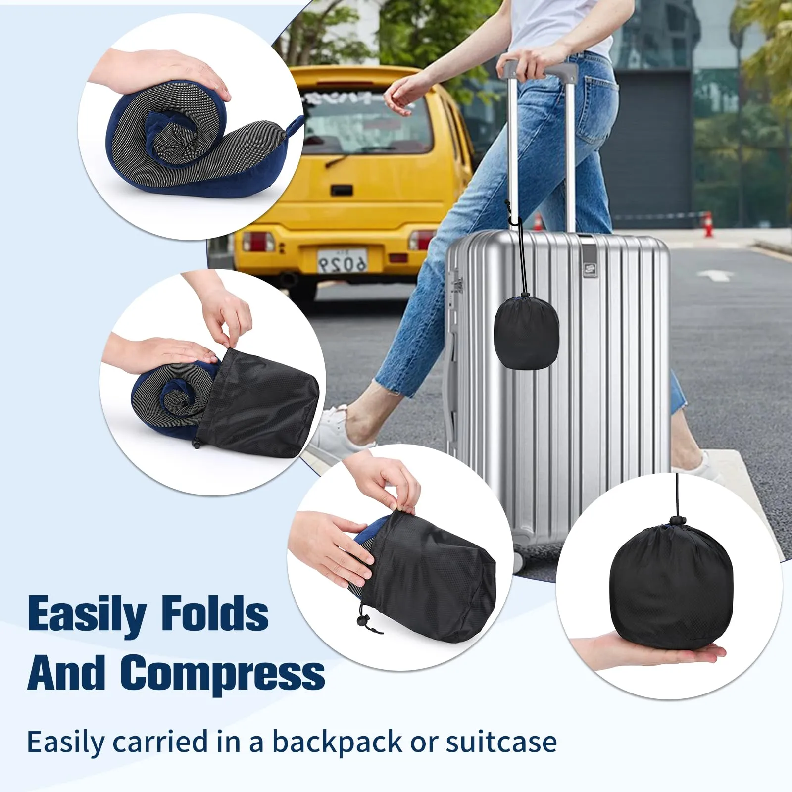 Cirorld Cuscino da Viaggio per Collo in Memory Foam Regolabile con Maschera per Dormire, Tappi Auricolari e Borsa per Trasporto - immagine 9