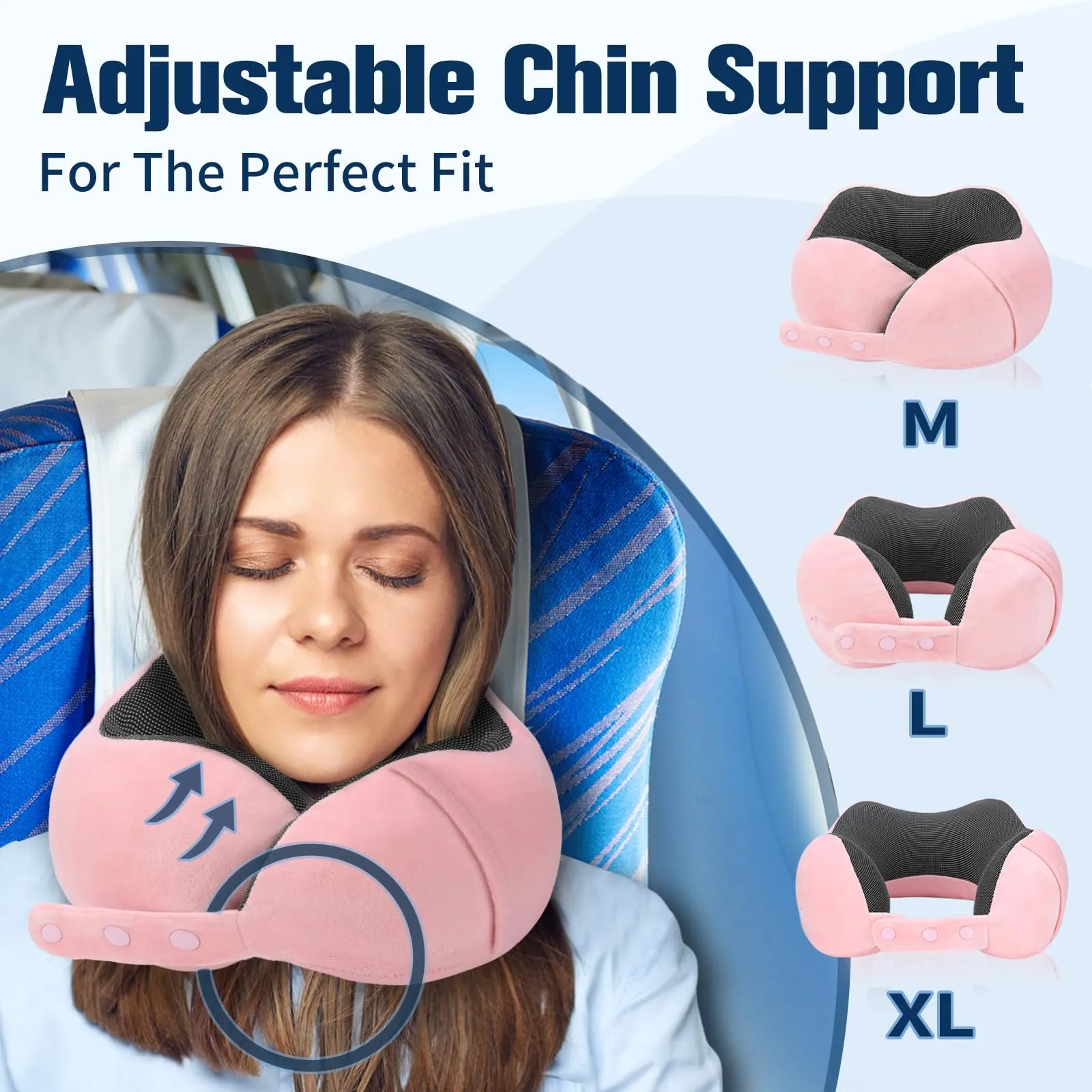 Cirorld Cuscino da Viaggio Collo in Memory Foam Regolabile con Maschera per Dormire, Tappi Auricolari e Borsa per Trasporto - immagine 2