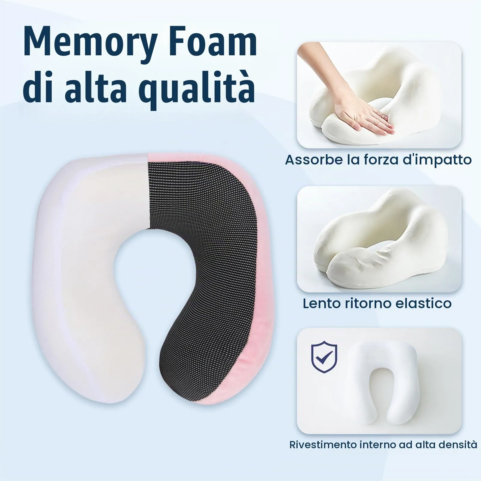 Cirorld Cuscino da Viaggio Collo in Memory Foam Regolabile con Maschera per Dormire, Tappi Auricolari e Borsa per Trasporto - immagine 5