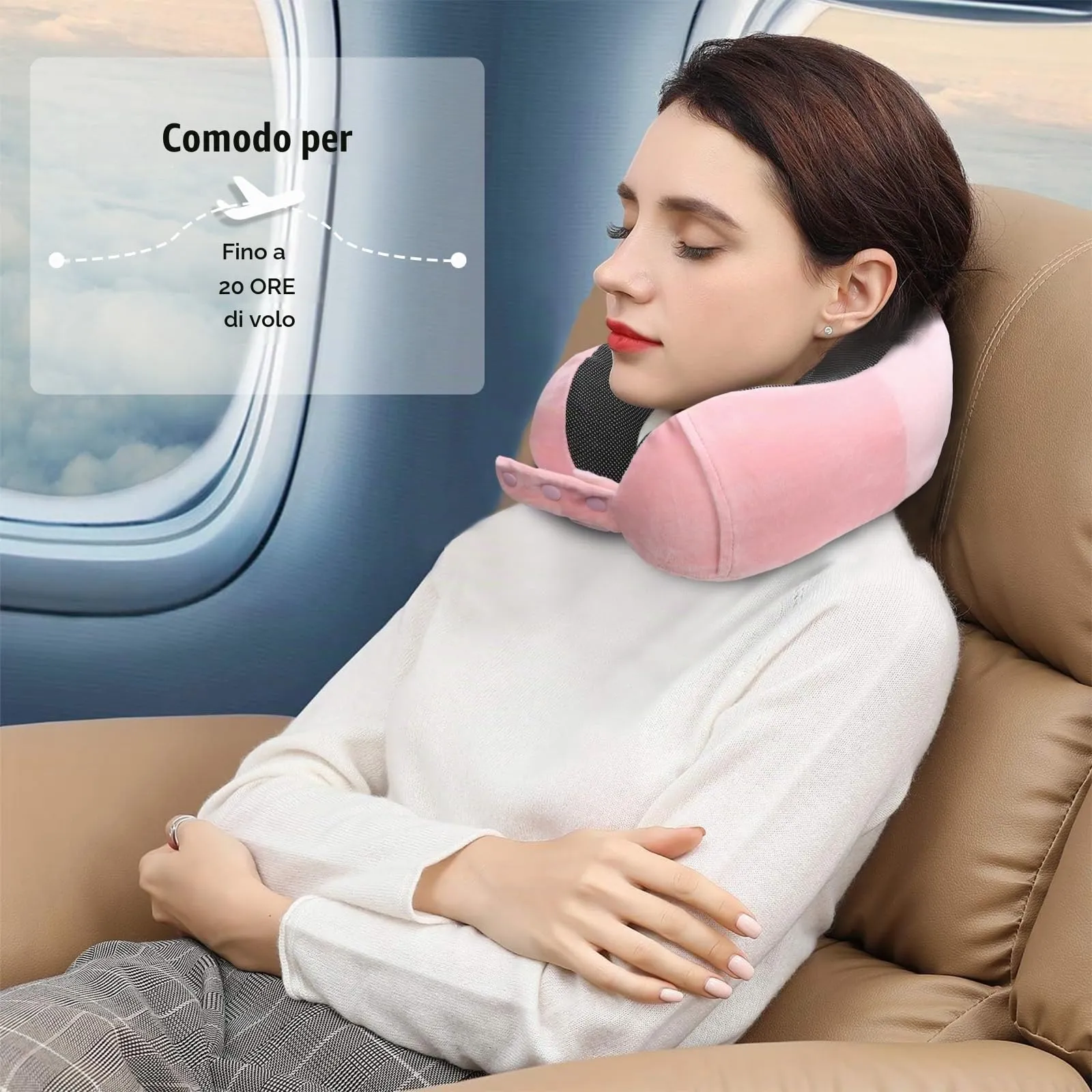 Cirorld Cuscino da Viaggio Collo in Memory Foam Regolabile con Maschera per Dormire, Tappi Auricolari e Borsa per Trasporto - immagine 7