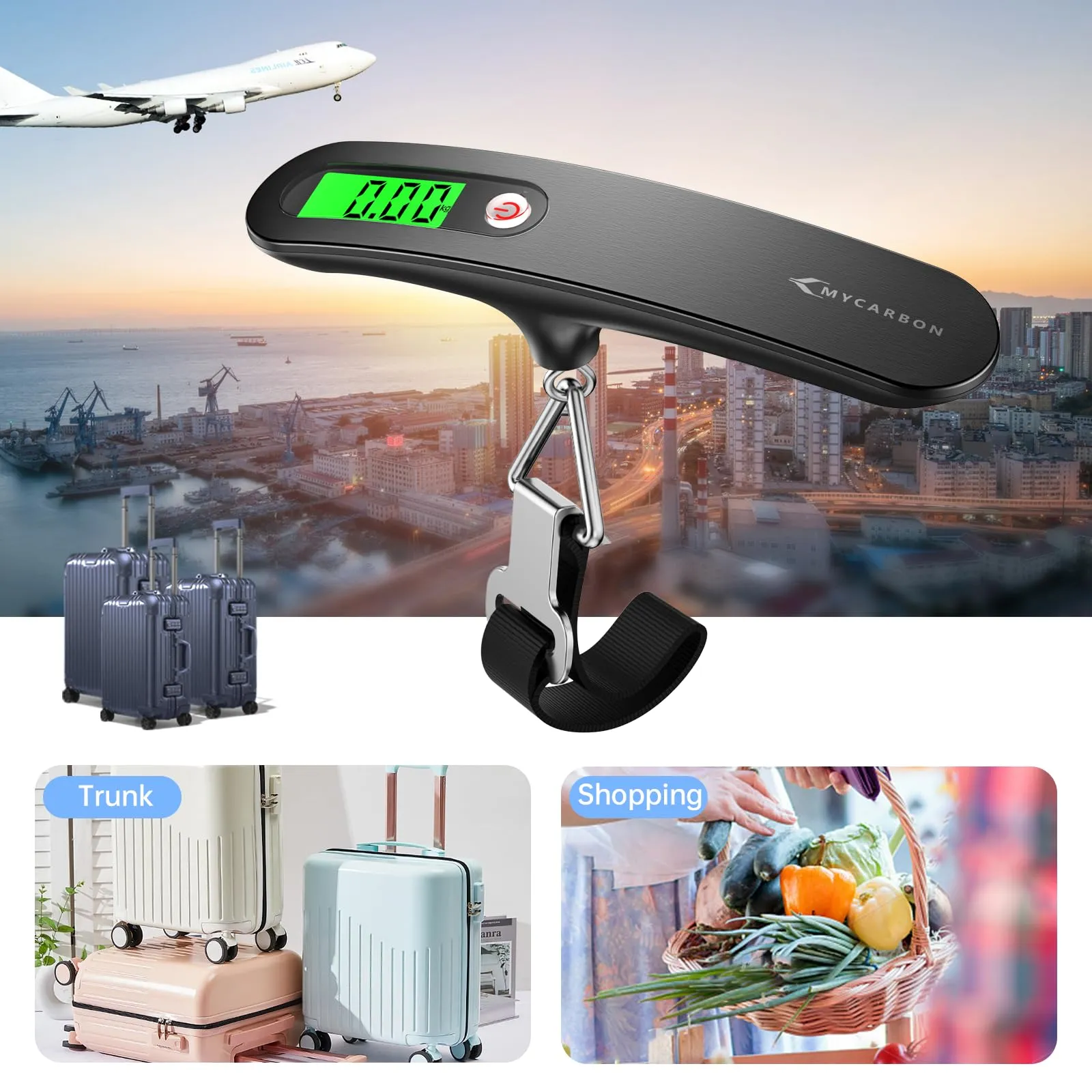 MYCARBON Bilancia per Valigie Elettronica 50kg con Funzione Tara e Display LCD - immagine 6