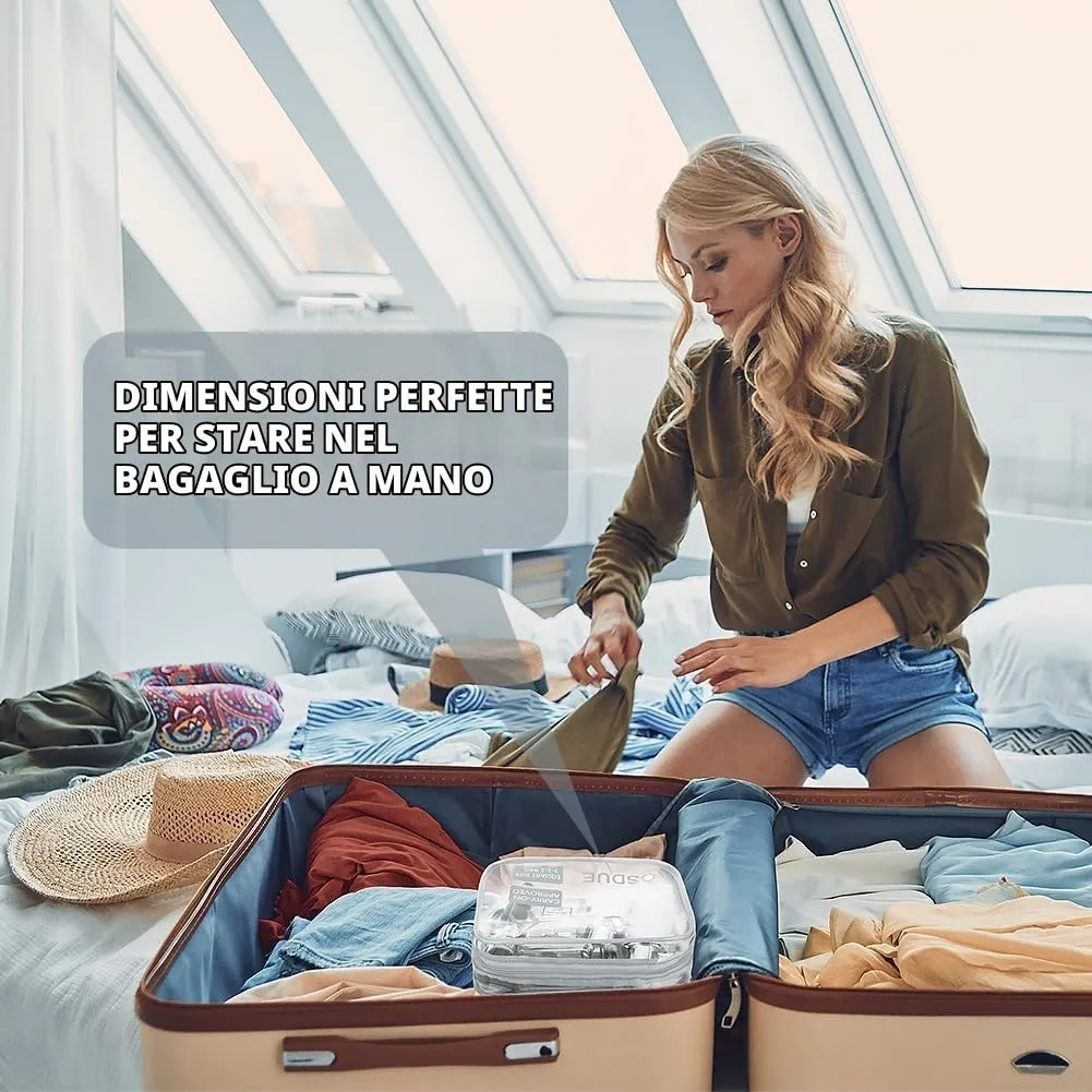 OSDUE Kit Viaggio Liquidi, 3 Pezzi Borse Trasparenti Impermeabili Conformi TSA per Cosmetici e Beauty Case, Grigio - immagine 6