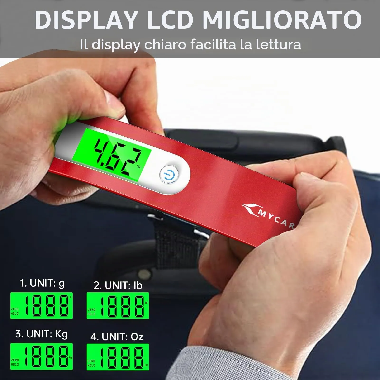 MYCARBON Bilancia per Valigie Elettronica 50kg con Funzione Tara e Display LCD - immagine 2