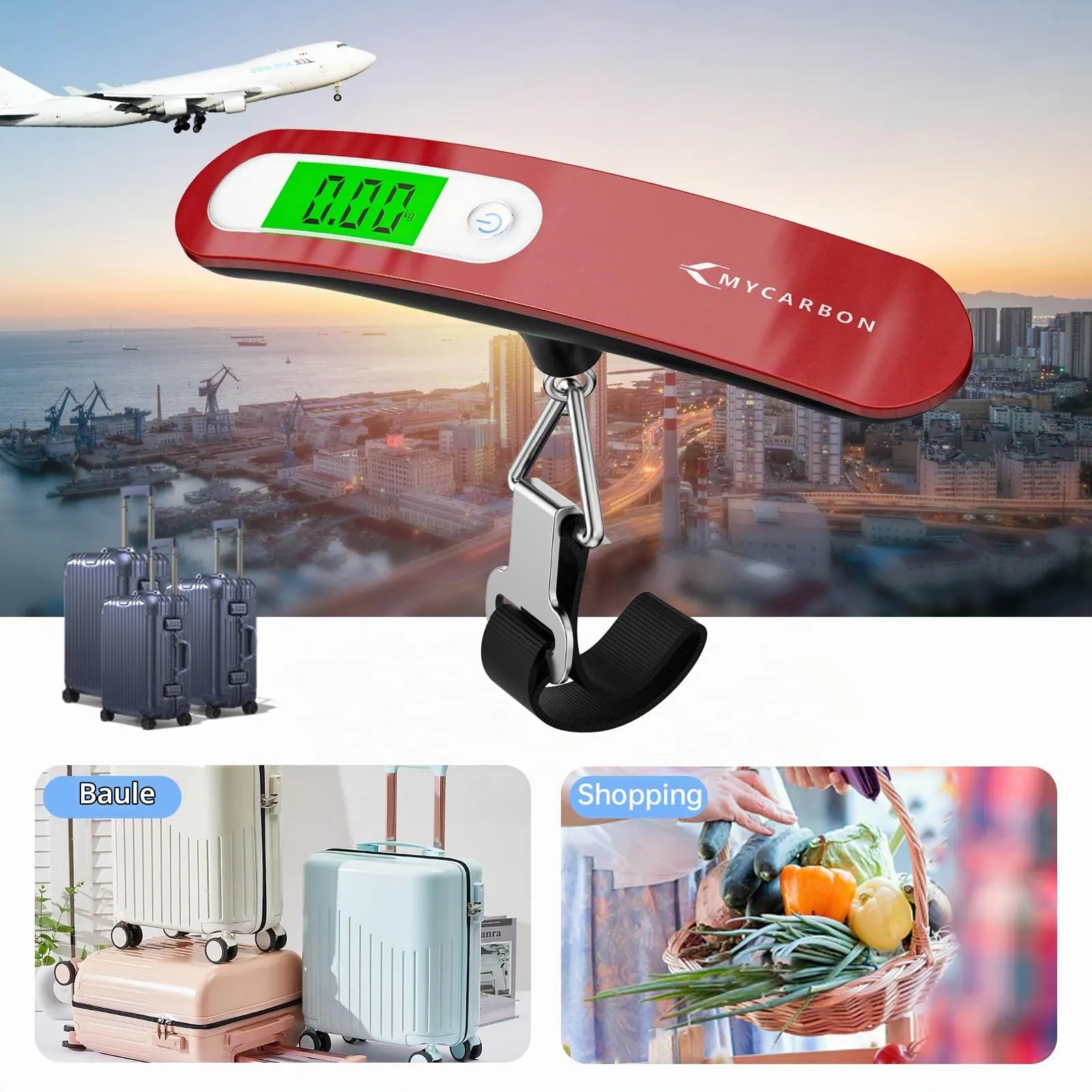 MYCARBON Bilancia per Valigie Elettronica 50kg con Funzione Tara e Display LCD - immagine 5