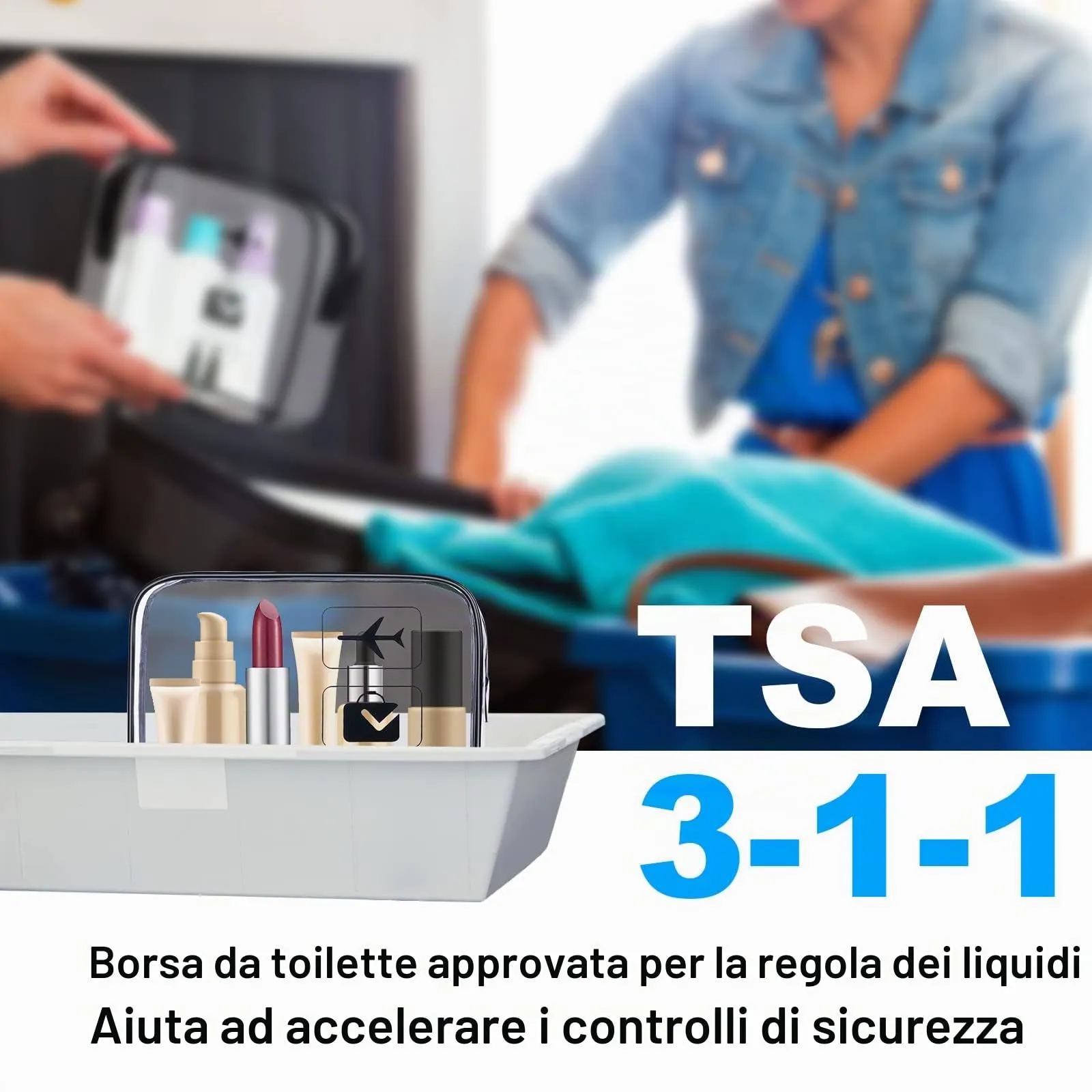 OSDUE Kit Viaggio Liquidi, Borse Trasparenti Impermeabili per Cosmetici, 3 Pezzi - immagine 4