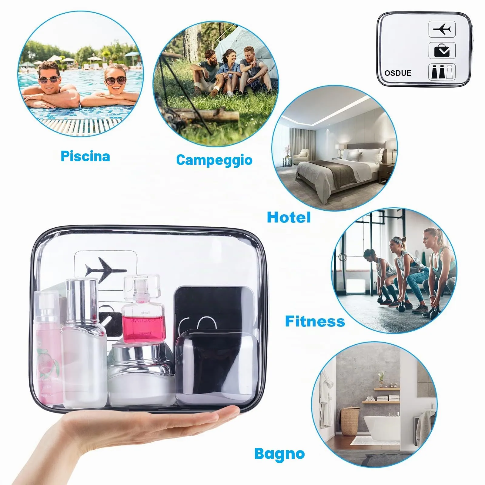 OSDUE Kit Viaggio Liquidi, Borse Trasparenti Impermeabili per Cosmetici, 3 Pezzi - immagine 7