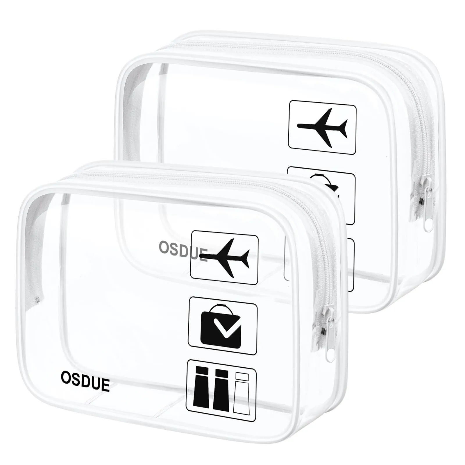 OSDUE Kit Viaggio Liquidi, 2 Pezzi Borse Trasparenti Impermeabili per Cosmetici e Beauty Case, Conformi TSA - immagine 1