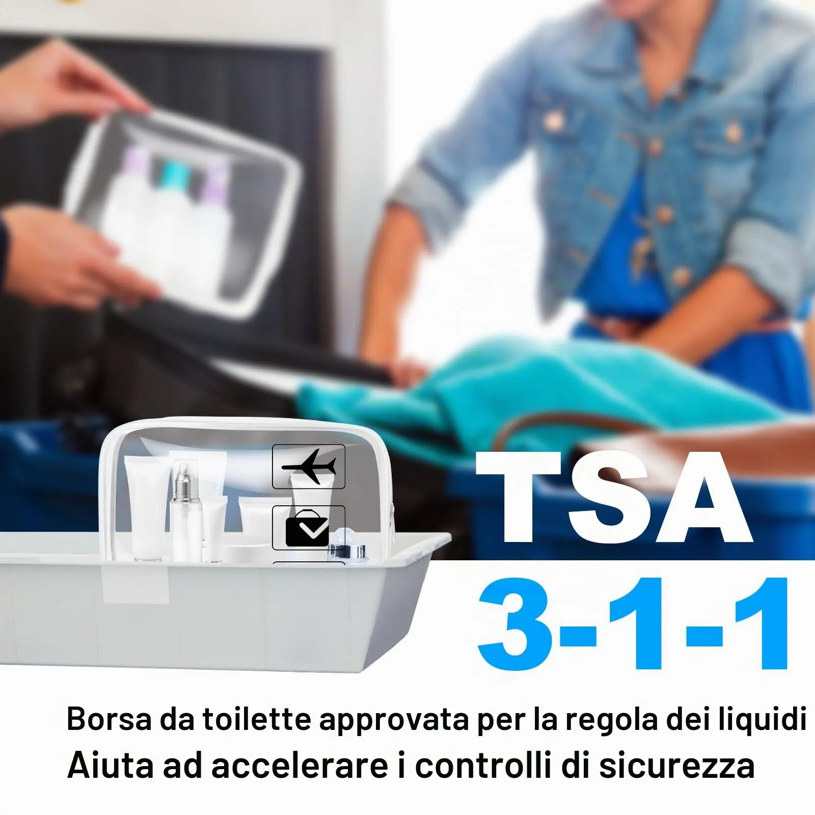 OSDUE Kit Viaggio Liquidi, 2 Pezzi Borse Trasparenti Impermeabili per Cosmetici e Beauty Case, Conformi TSA - immagine 4