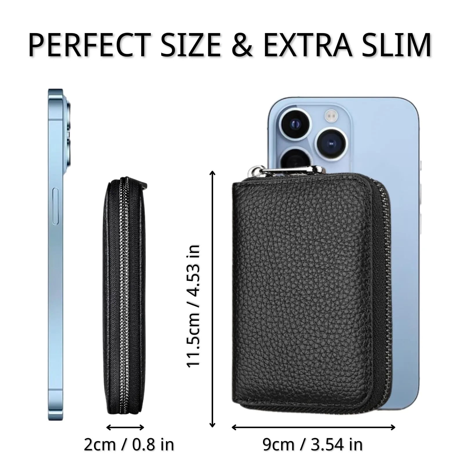 LUFFLOK Portafoglio Slim in Ecopelle PU per Uomo e Donna, Porta Carte di Credito e Tessere, Nero - immagine 2