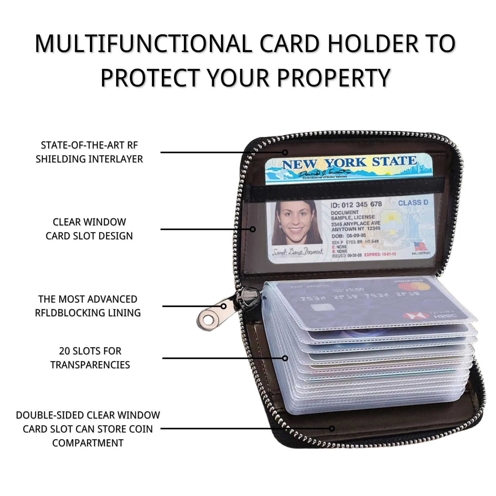 LUFFLOK Portafoglio Slim in Ecopelle PU per Uomo e Donna, Porta Carte di Credito e Tessere, Nero - immagine 4