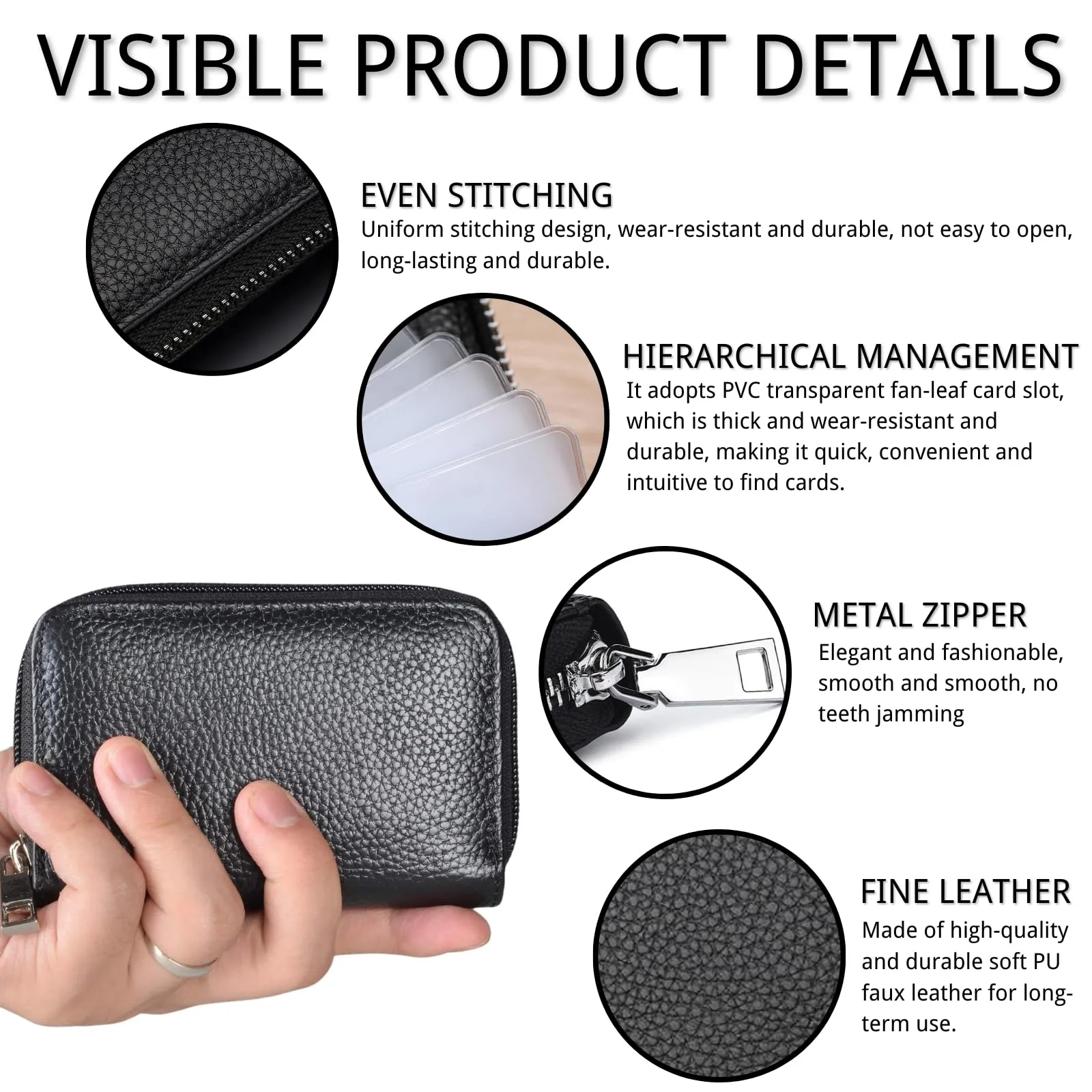 LUFFLOK Portafoglio Slim in Ecopelle PU per Uomo e Donna, Porta Carte di Credito e Tessere, Nero - immagine 5
