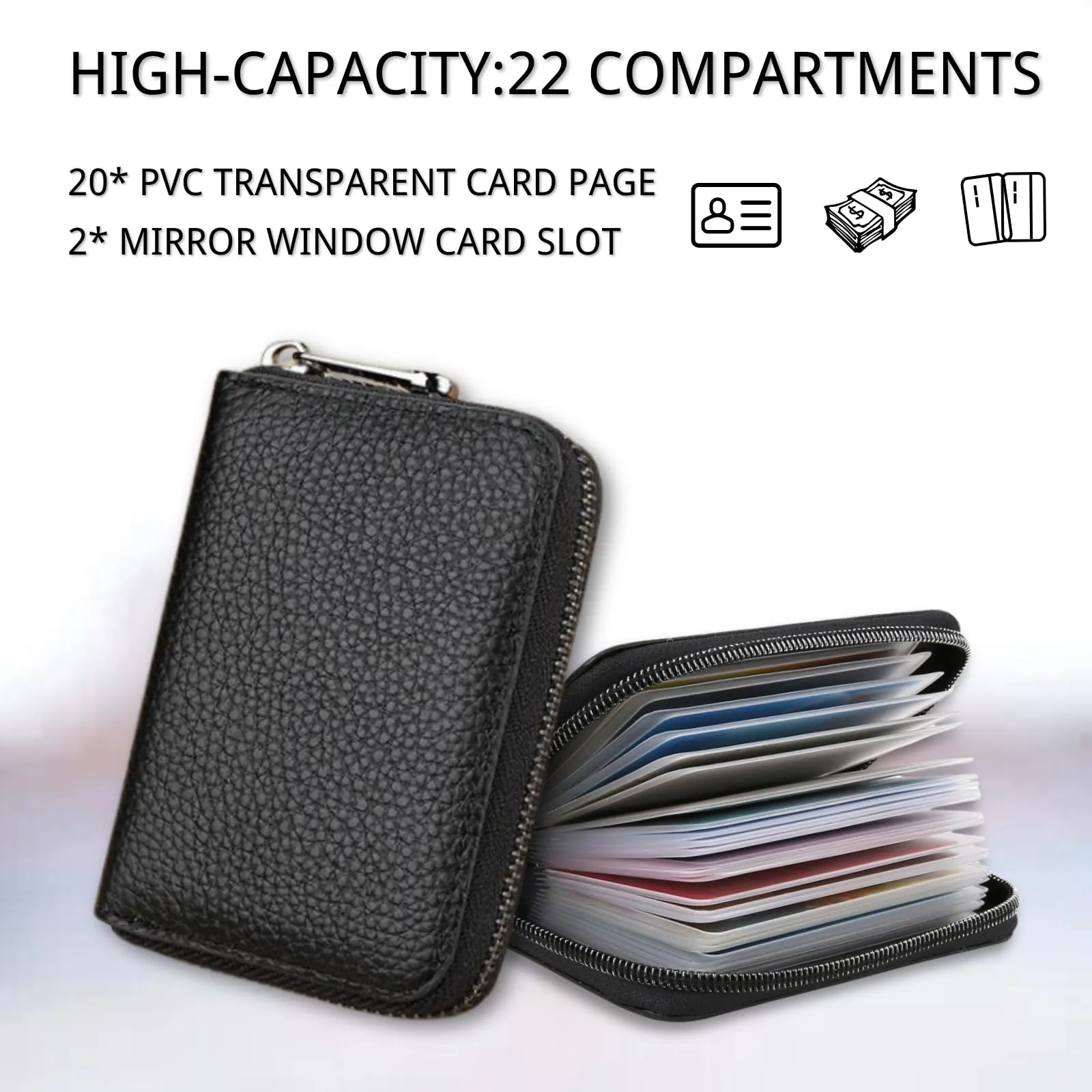 LUFFLOK Portafoglio Slim in Ecopelle PU per Uomo e Donna, Porta Carte di Credito e Tessere, Nero - immagine 6