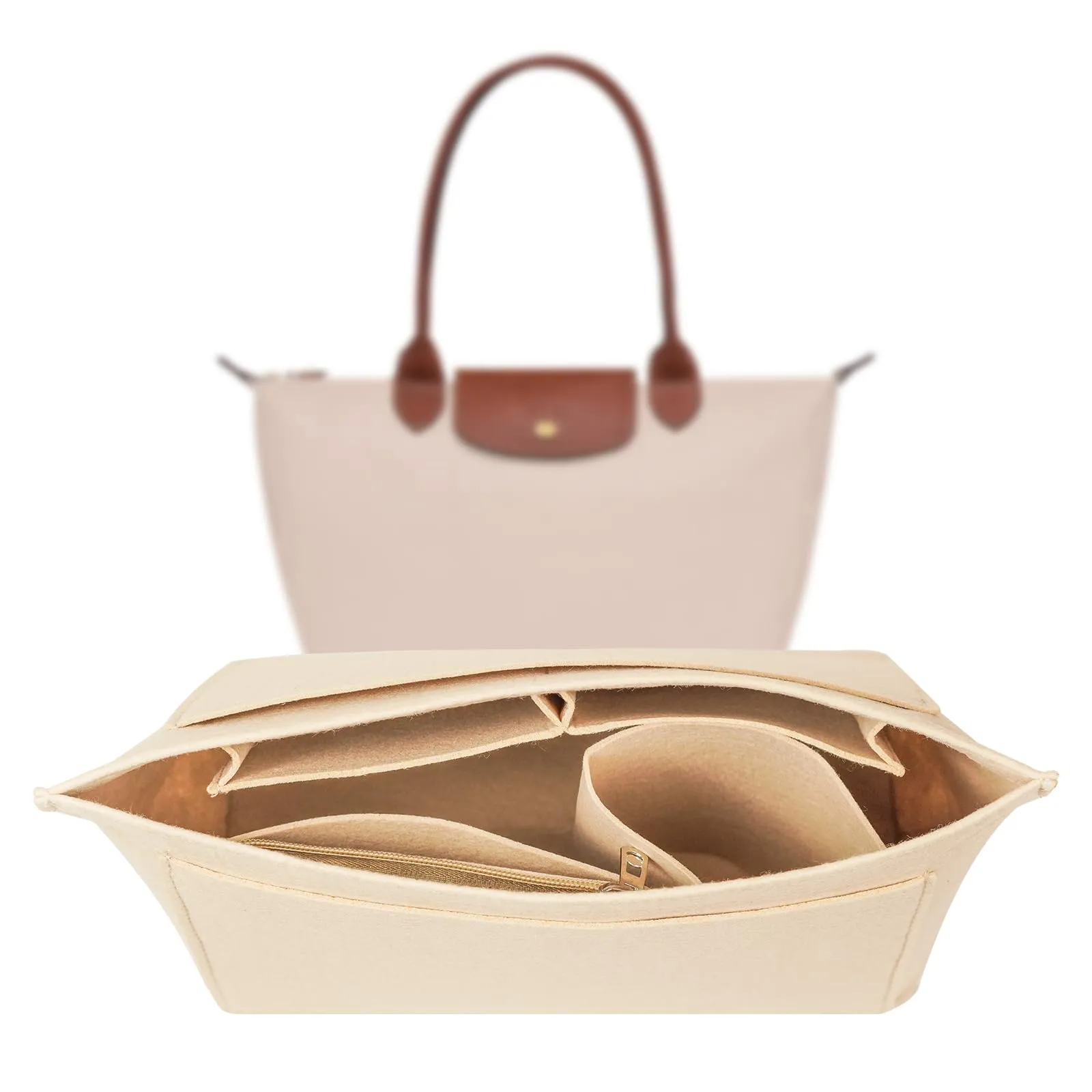 LUOJINYI Organizer Borsa Donna, Beige, M - immagine 1