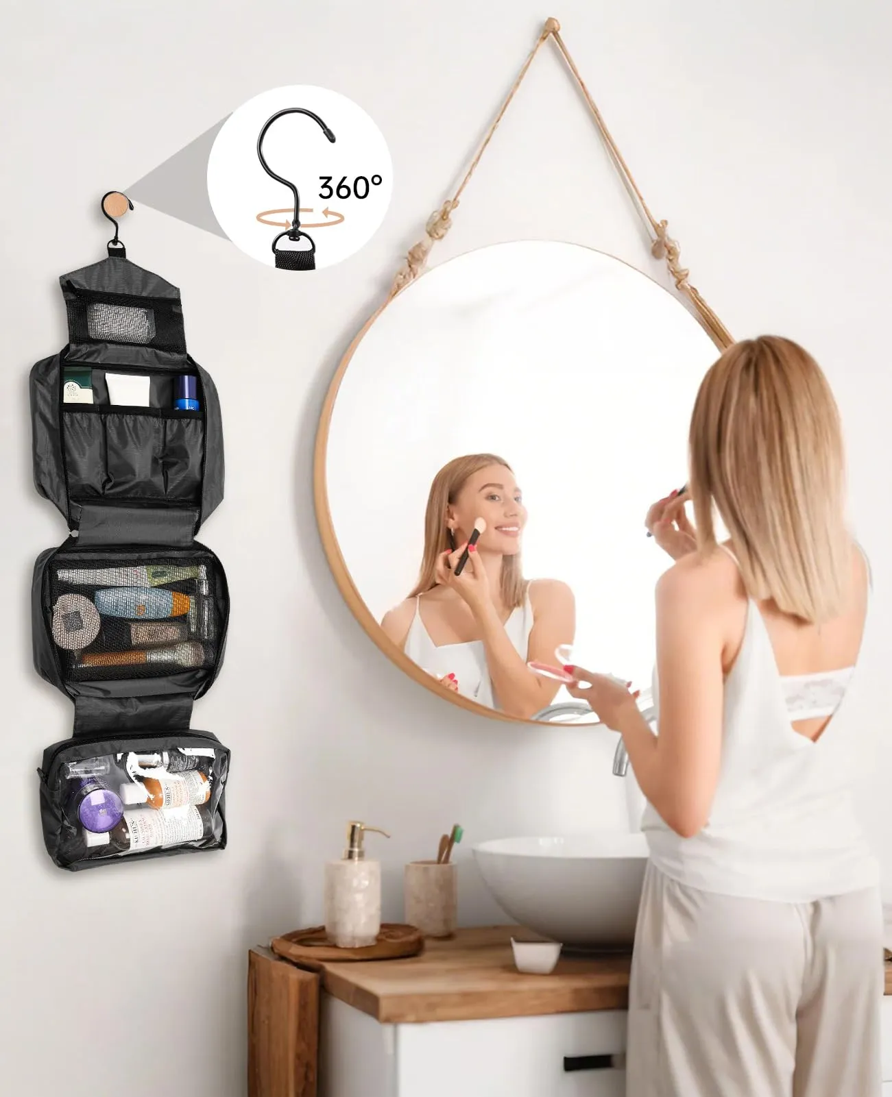Seaforie Beauty Case da Viaggio Grande, Grigio - immagine 2