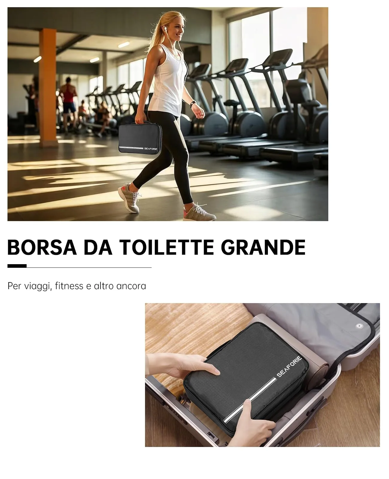 Seaforie Beauty Case da Viaggio Grande, Grigio - immagine 5
