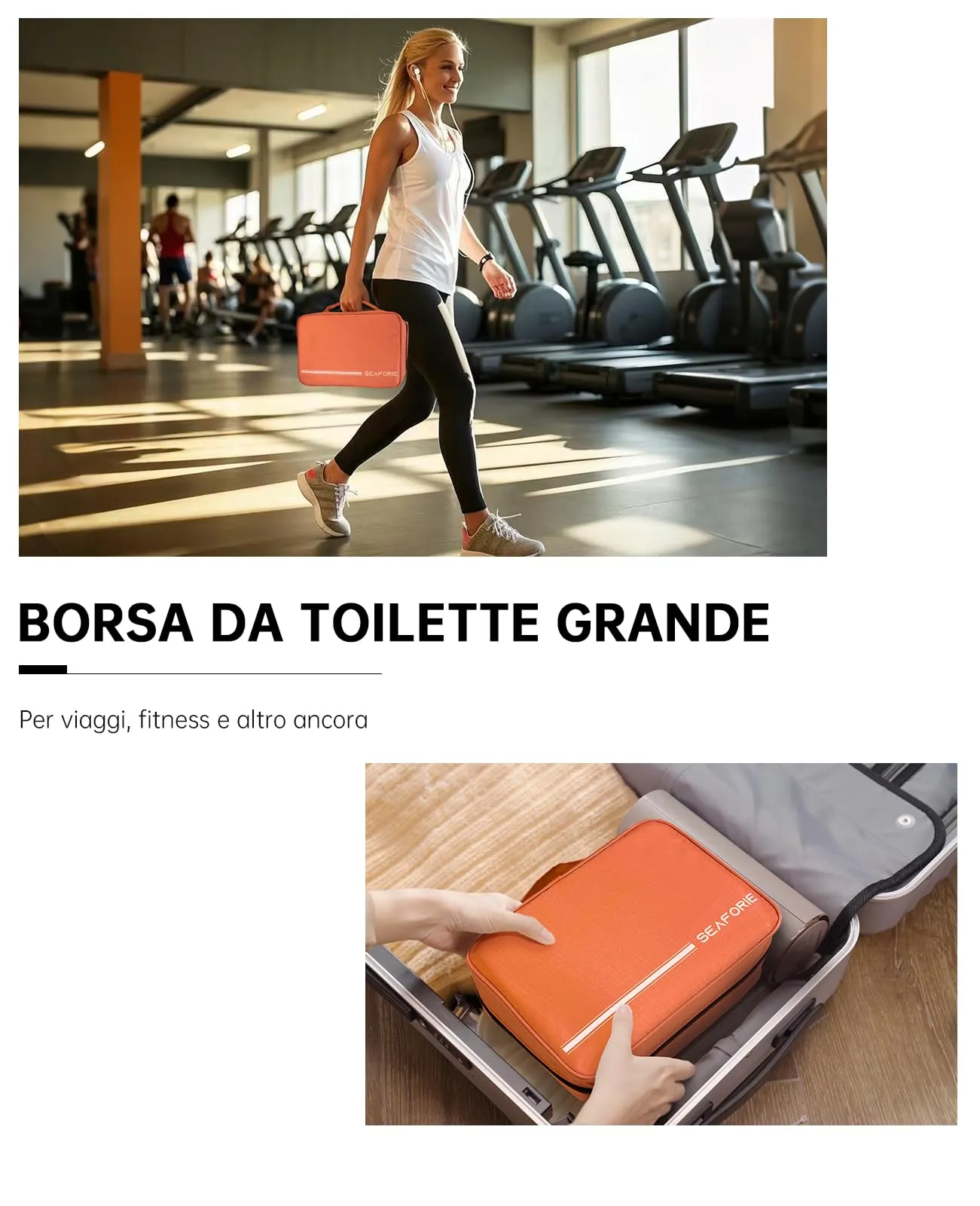 Seaforie Beauty Case da Viaggio per Uomo e Donna, Arancione, 28.5 x 19.3 x 12.3 cm - immagine 5